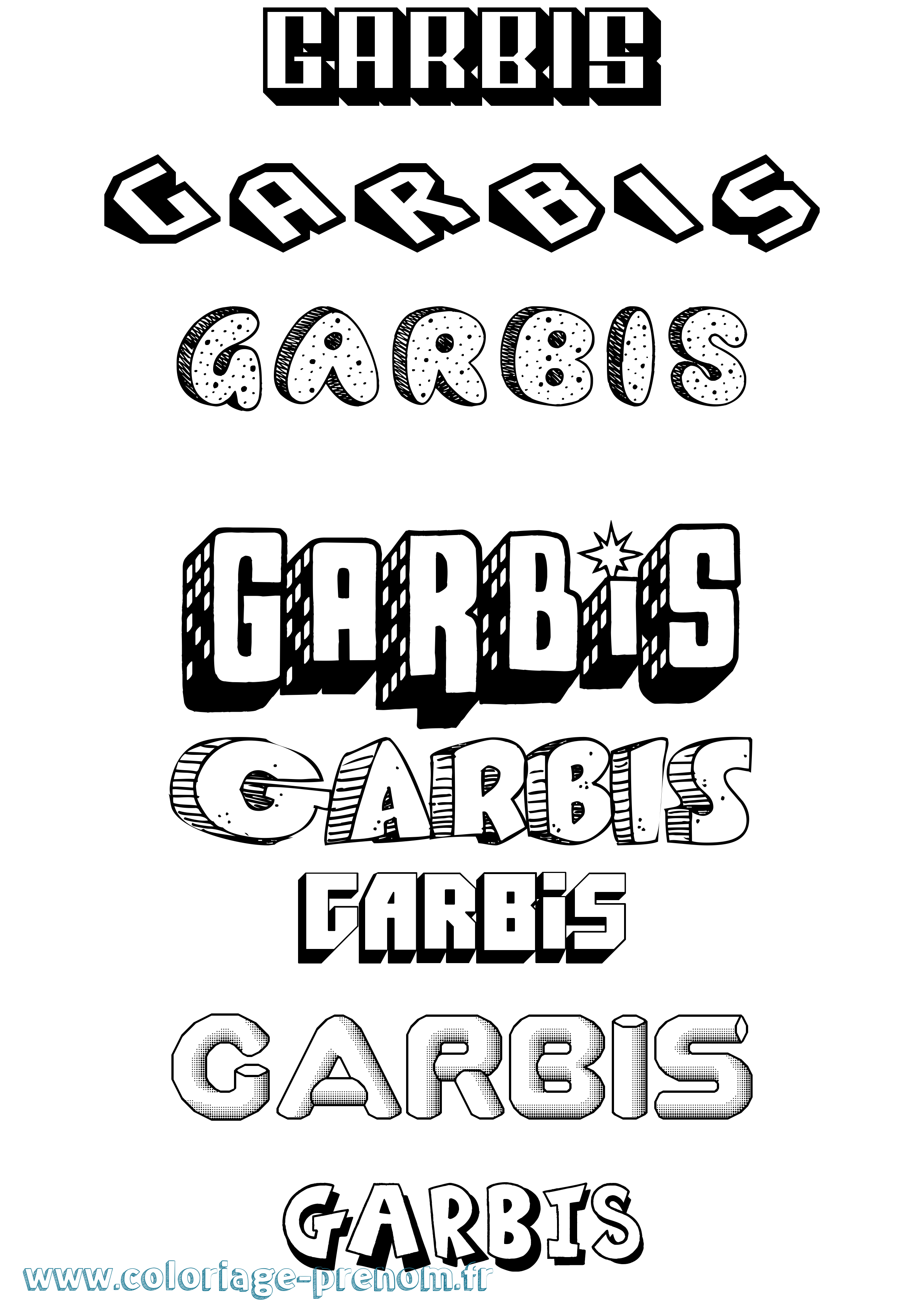 Coloriage Garbis Effet 3D Coloriage prénom Garbis Effet 3D