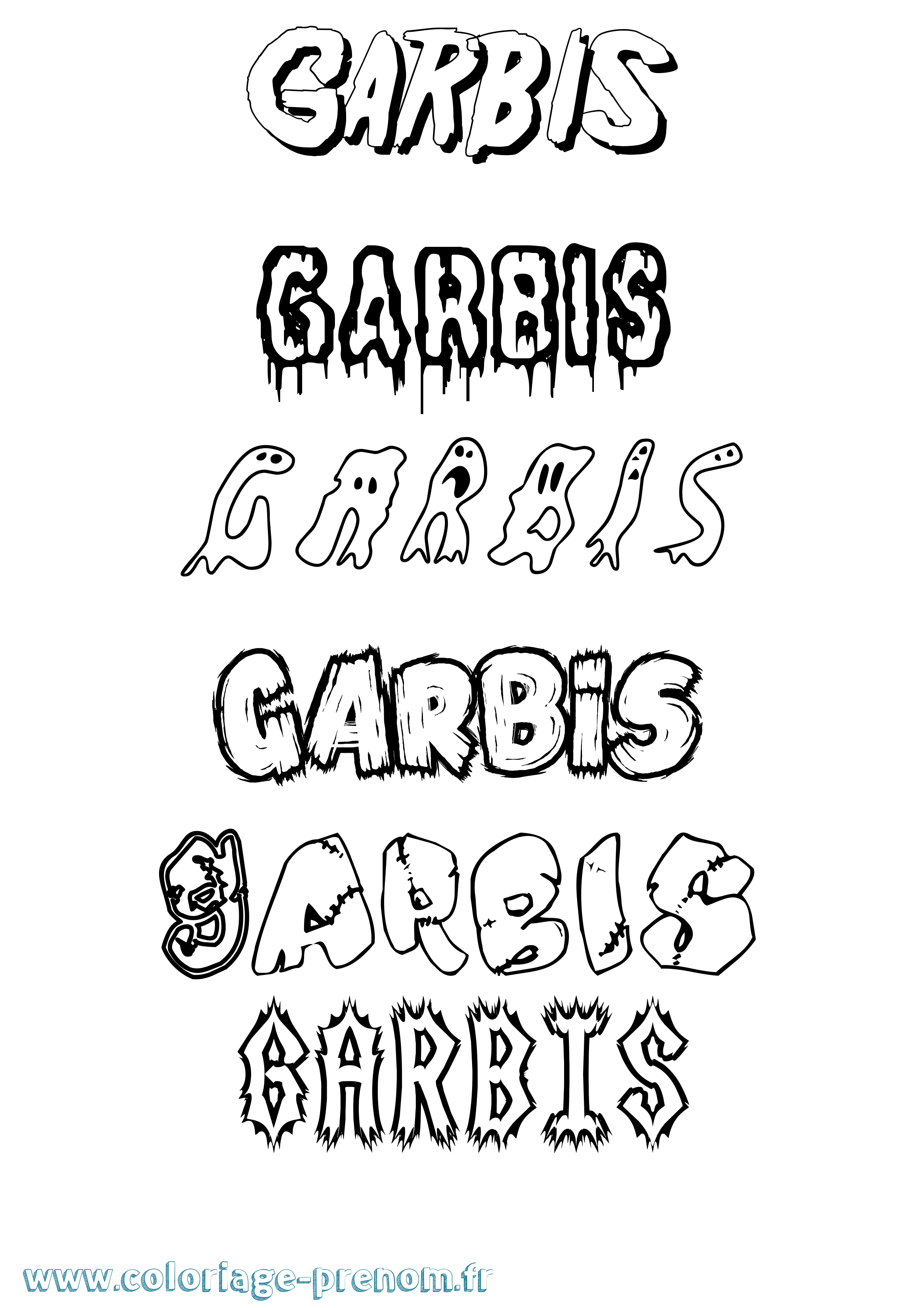 Coloriage Garbis Frisson Coloriage prénom Garbis Frisson
