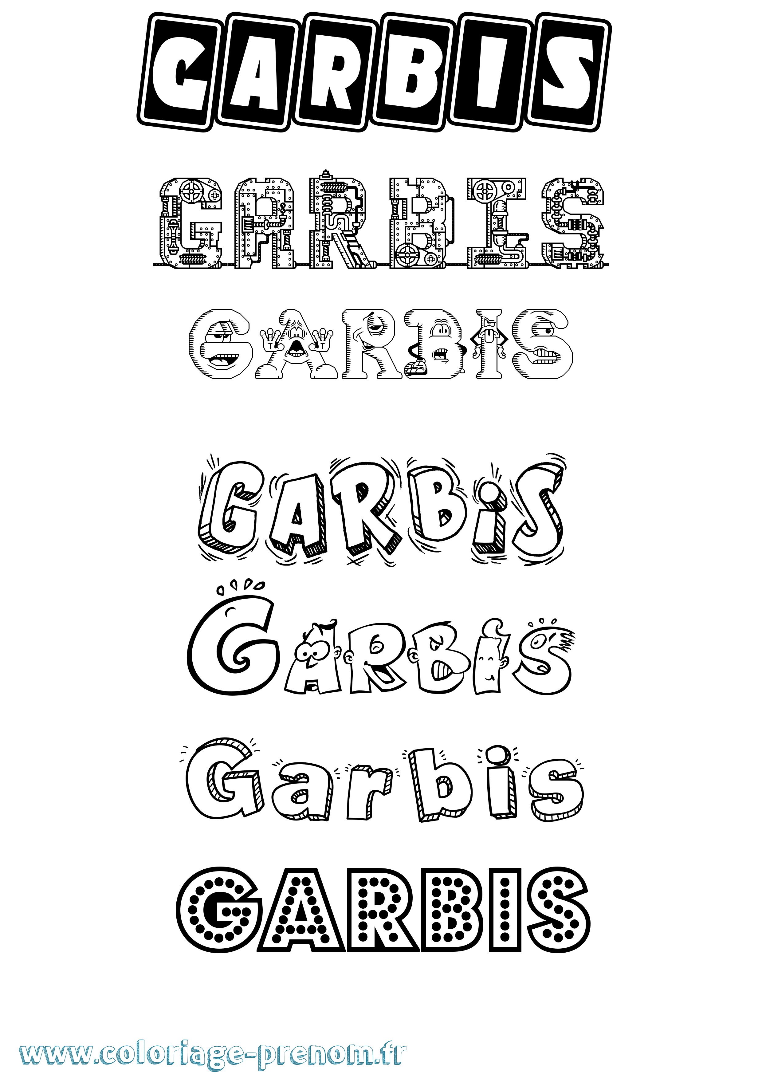 Coloriage Garbis Fun Coloriage prénom Garbis Fun
