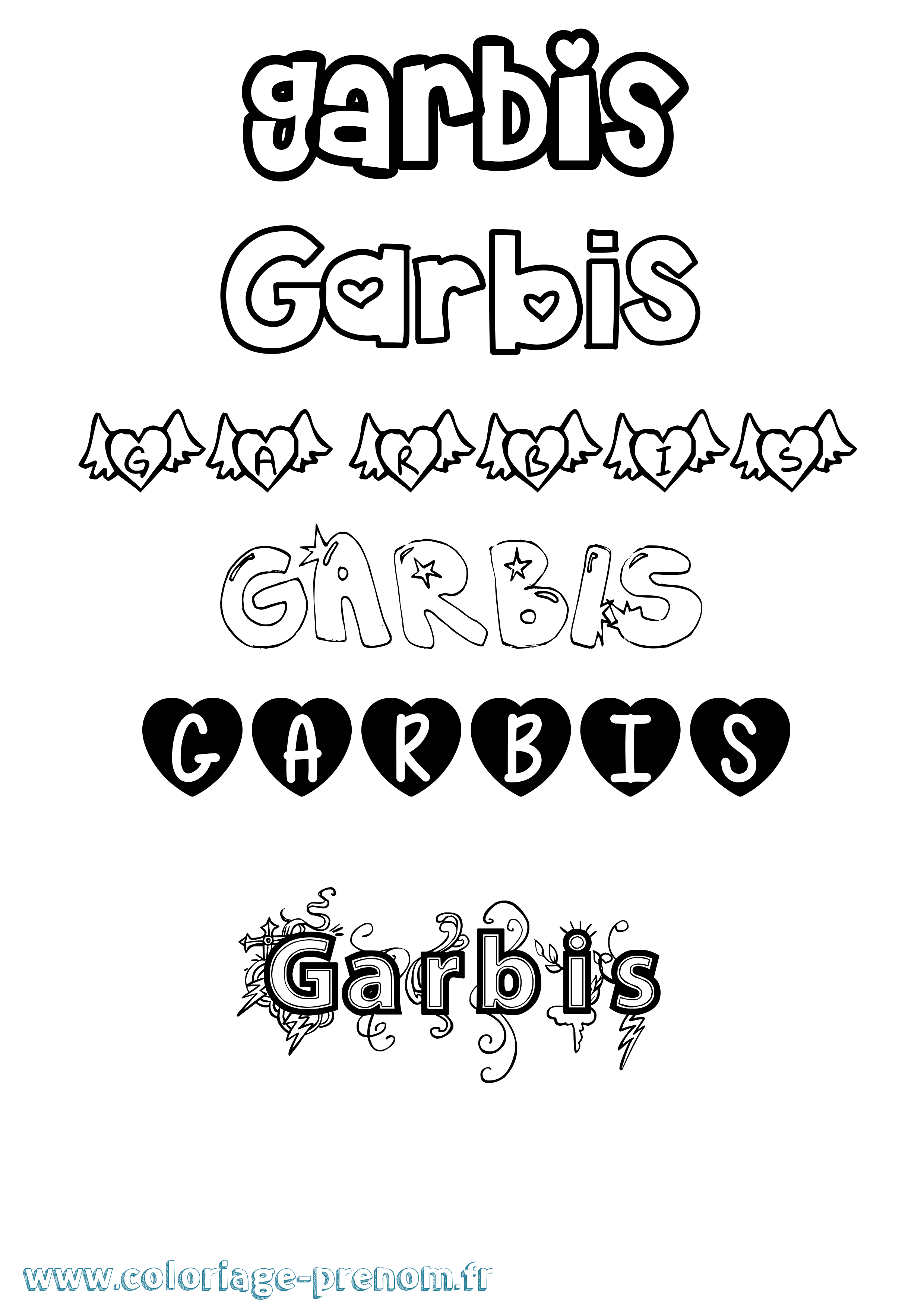 Coloriage Garbis Girly Coloriage prénom Garbis Girly