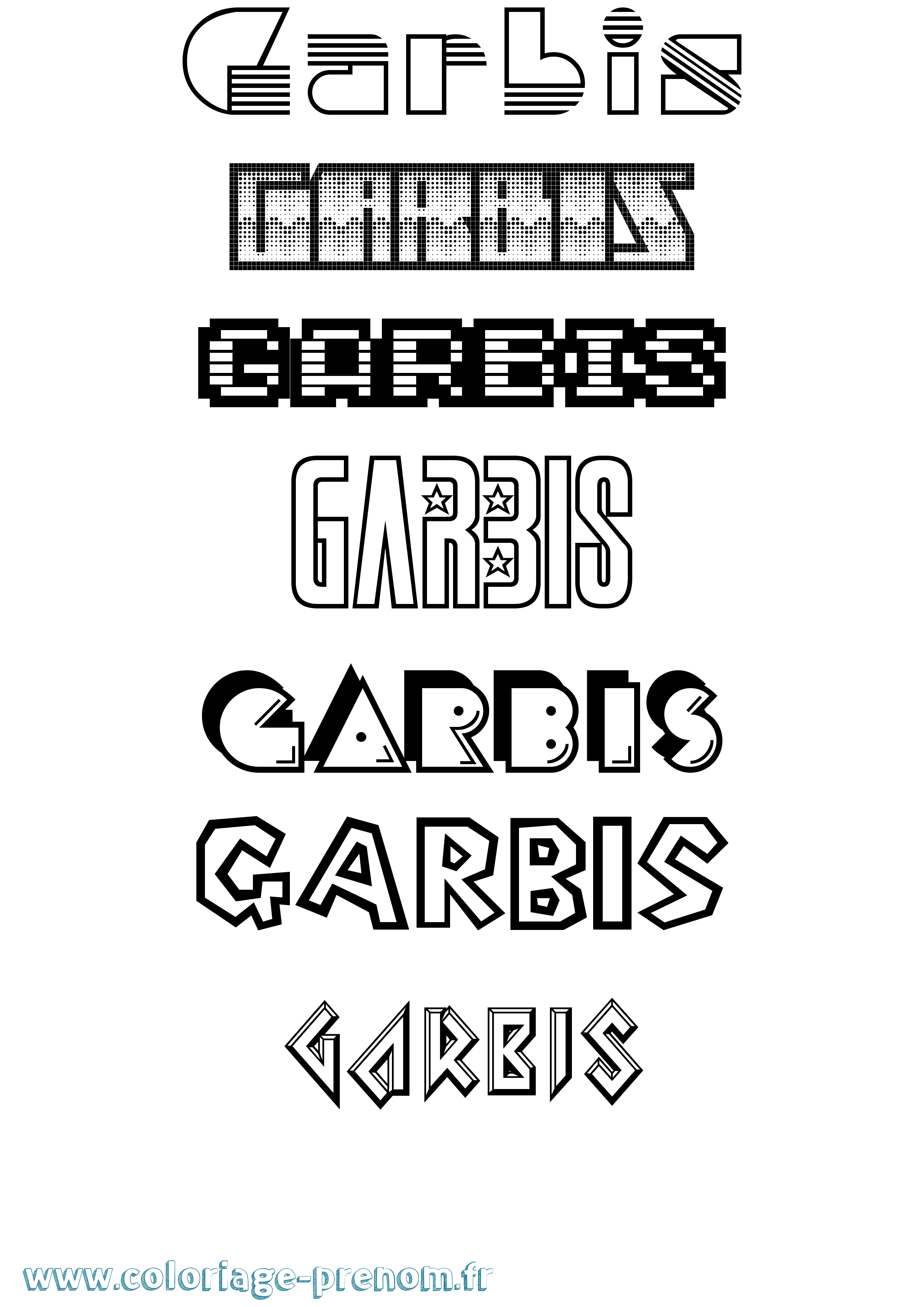 Coloriage Garbis Jeux Vidéos Coloriage prénom Garbis Jeux Vidéos