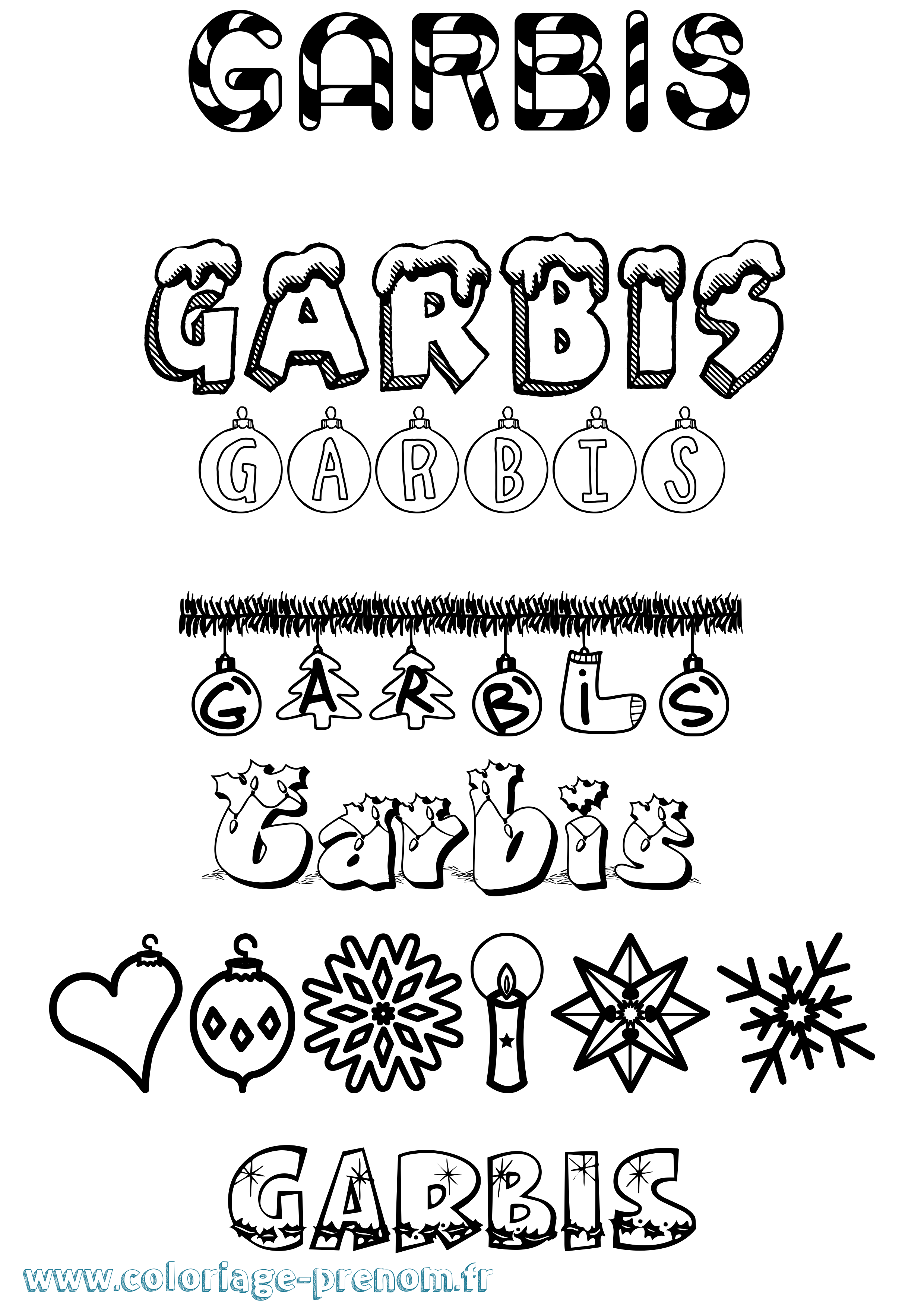 Coloriage Garbis Noël Coloriage prénom Garbis Noël