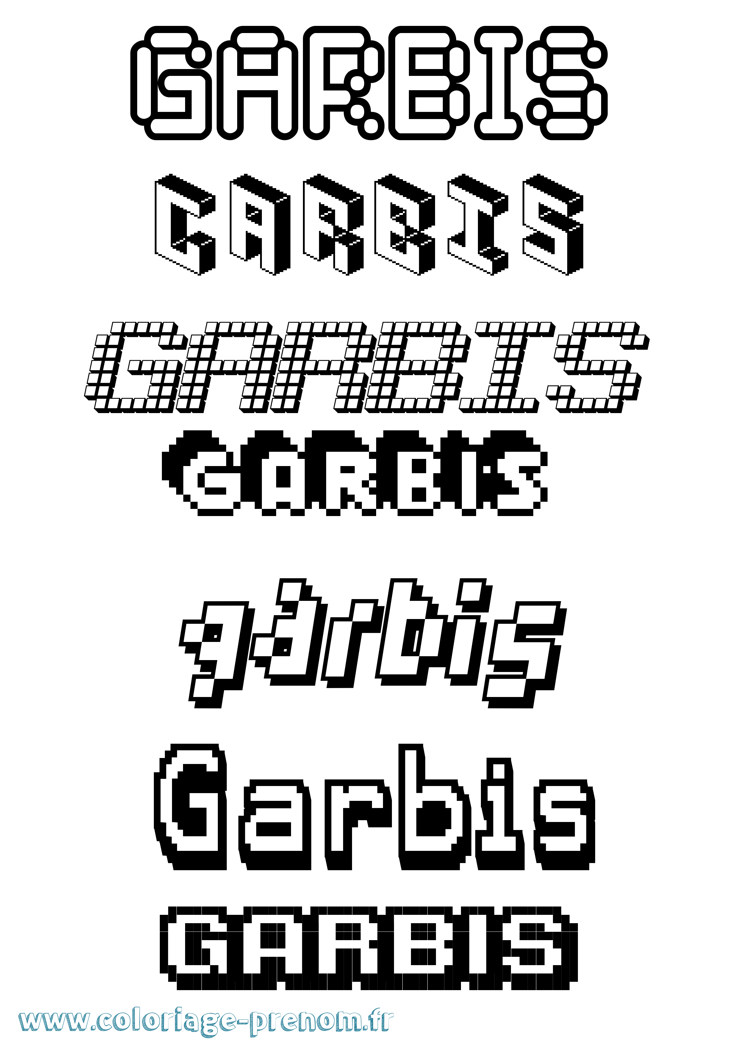 Coloriage Garbis Pixel Coloriage prénom Garbis Pixel