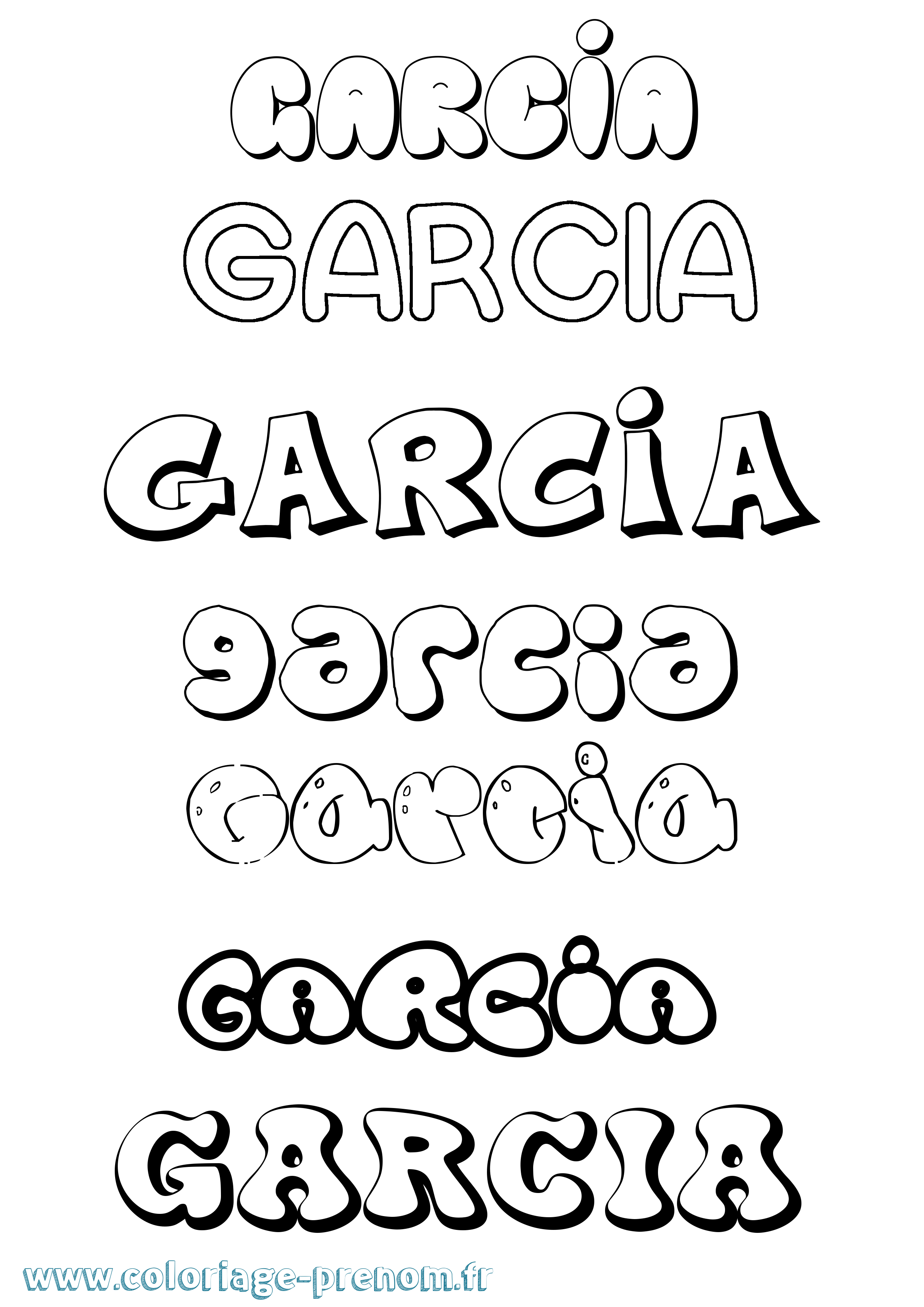 Coloriage Garcia Bubble Coloriage prénom Garcia Bubble