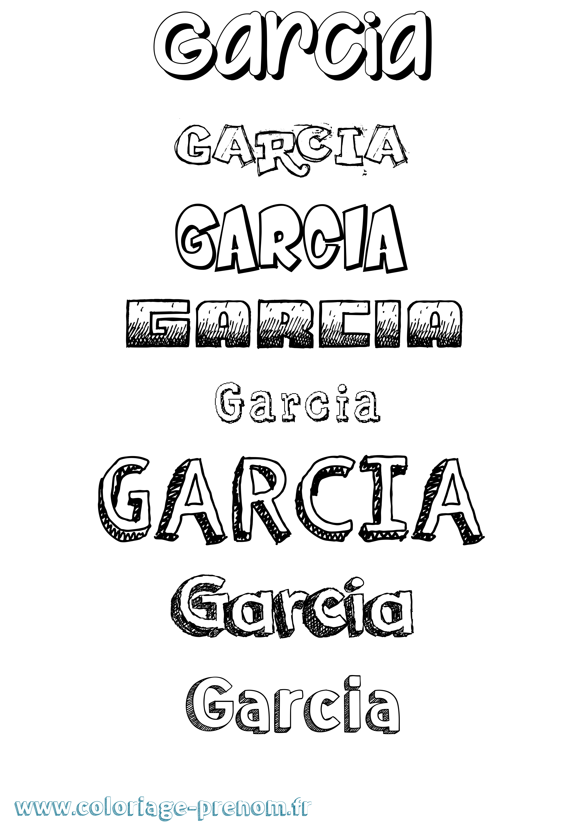Coloriage Garcia Dessiné Coloriage prénom Garcia Dessiné