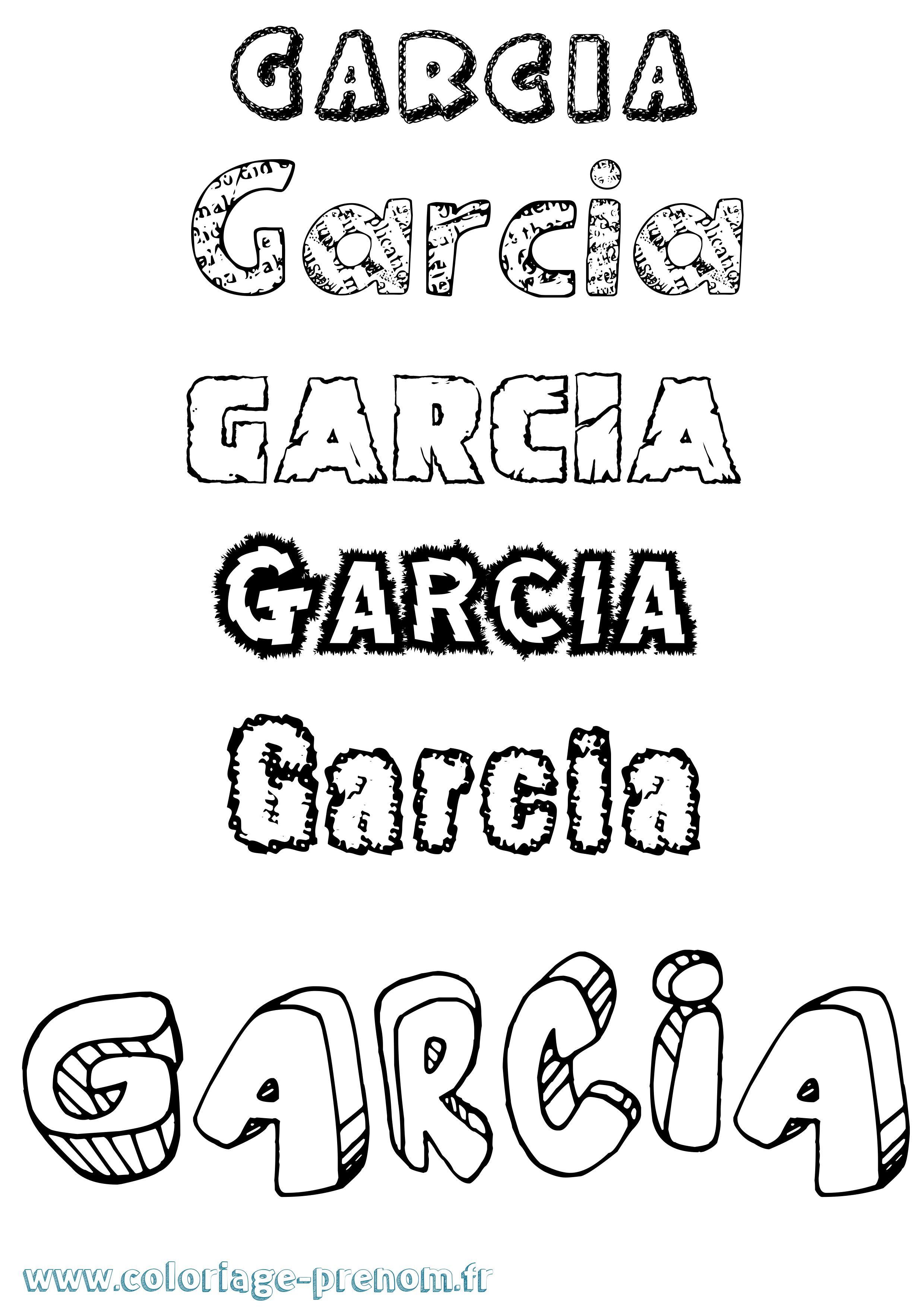 Coloriage Garcia Destructuré Coloriage prénom Garcia Destructuré