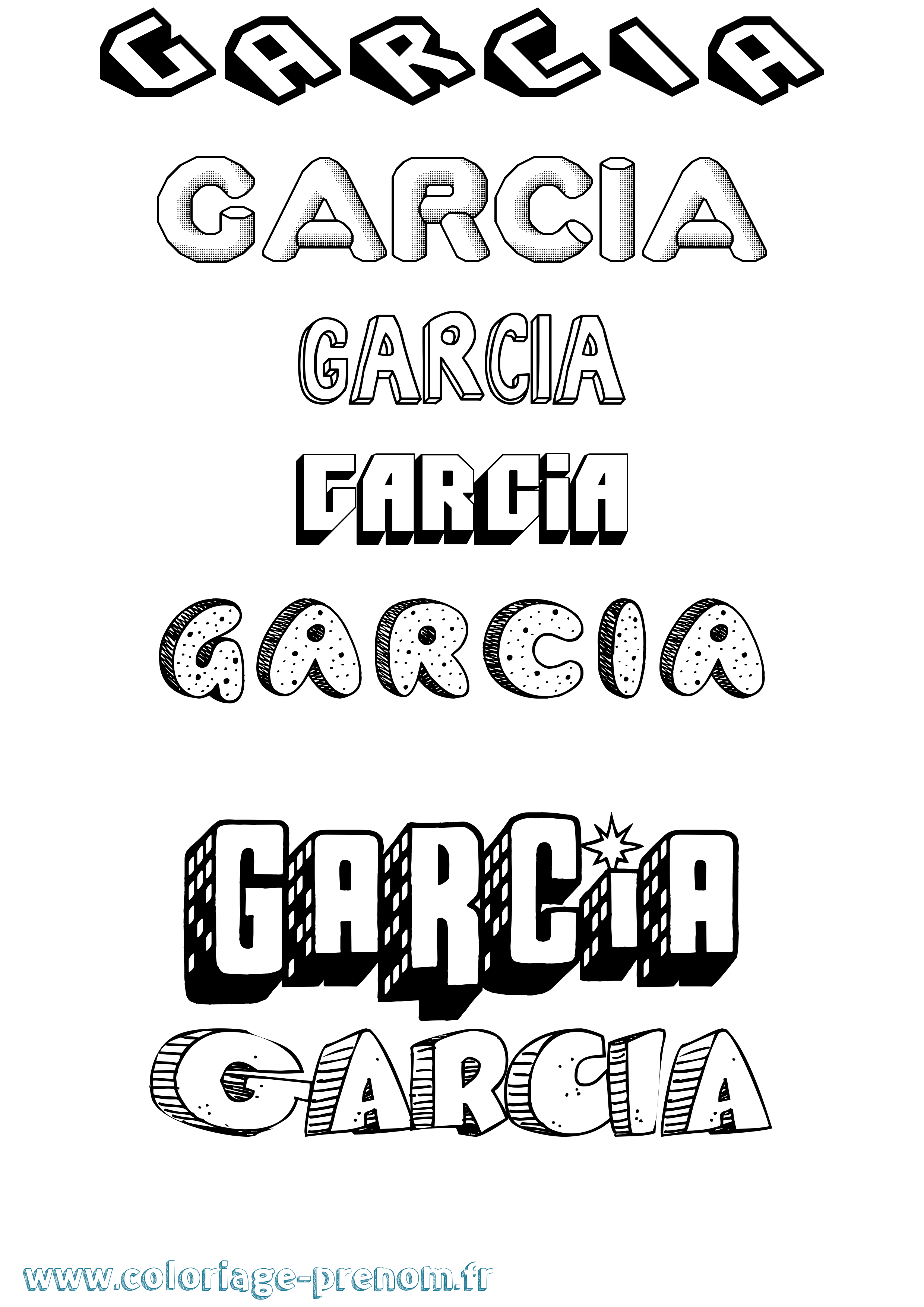 Coloriage Garcia Effet 3D Coloriage prénom Garcia Effet 3D