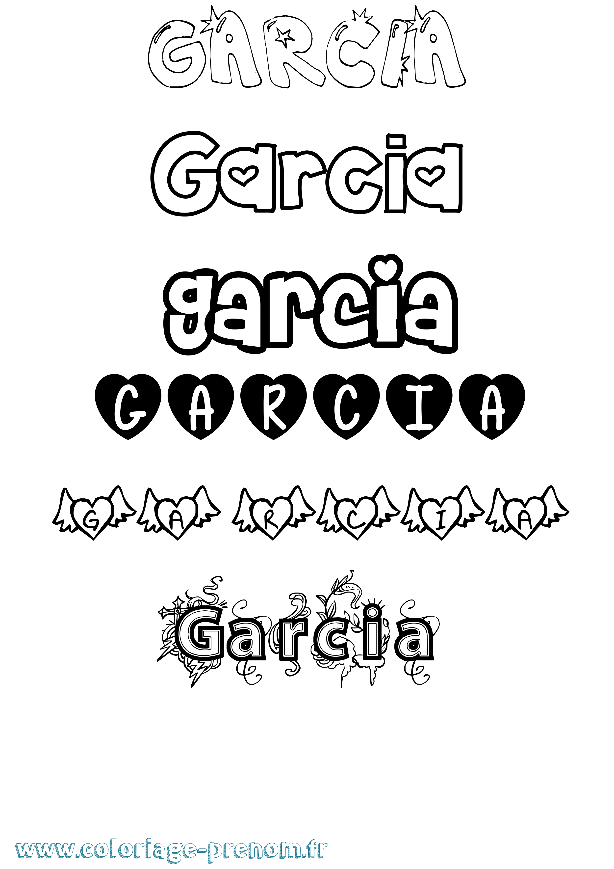 Coloriage Garcia Girly Coloriage prénom Garcia Girly