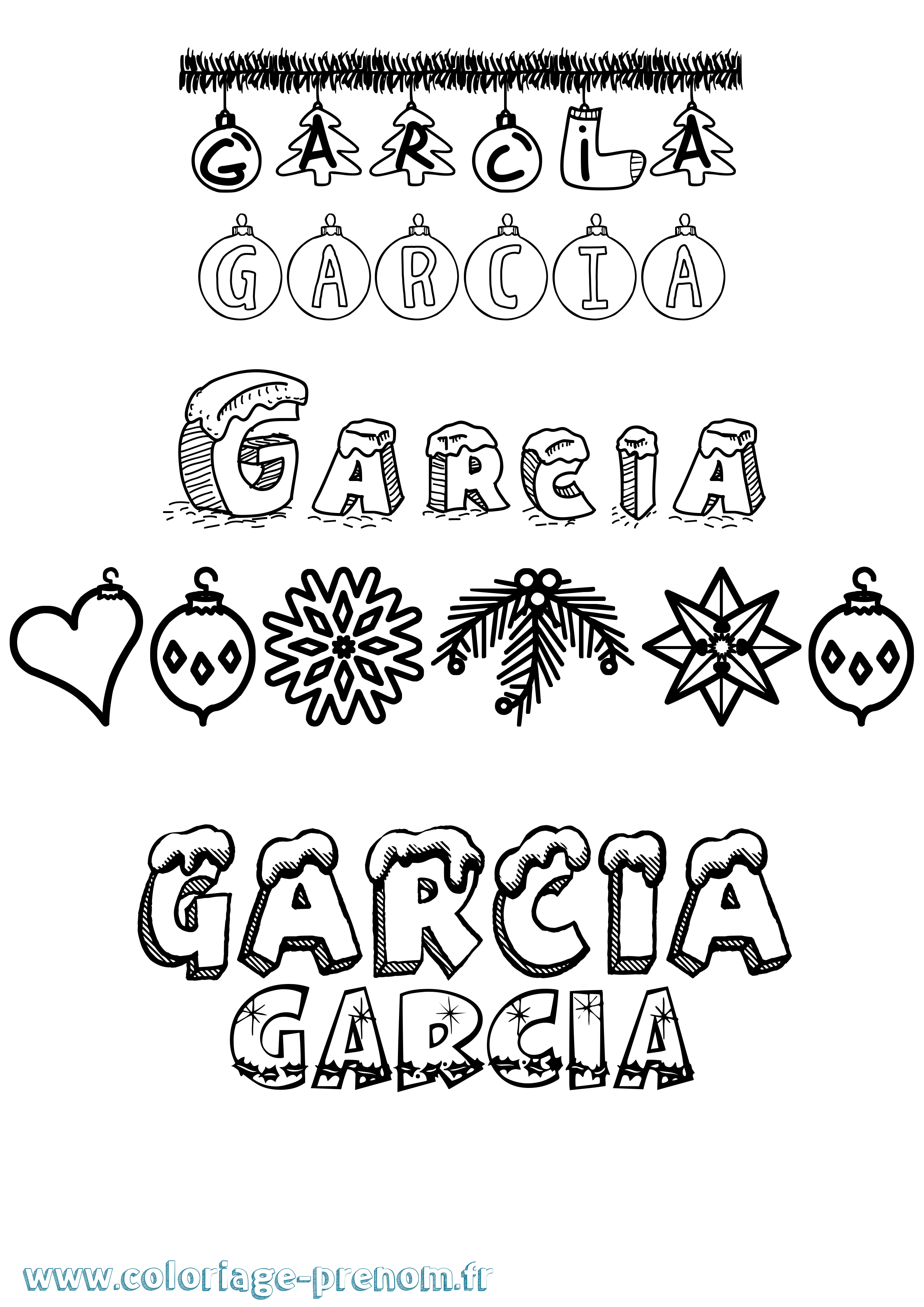 Coloriage Garcia Noël Coloriage prénom Garcia Noël