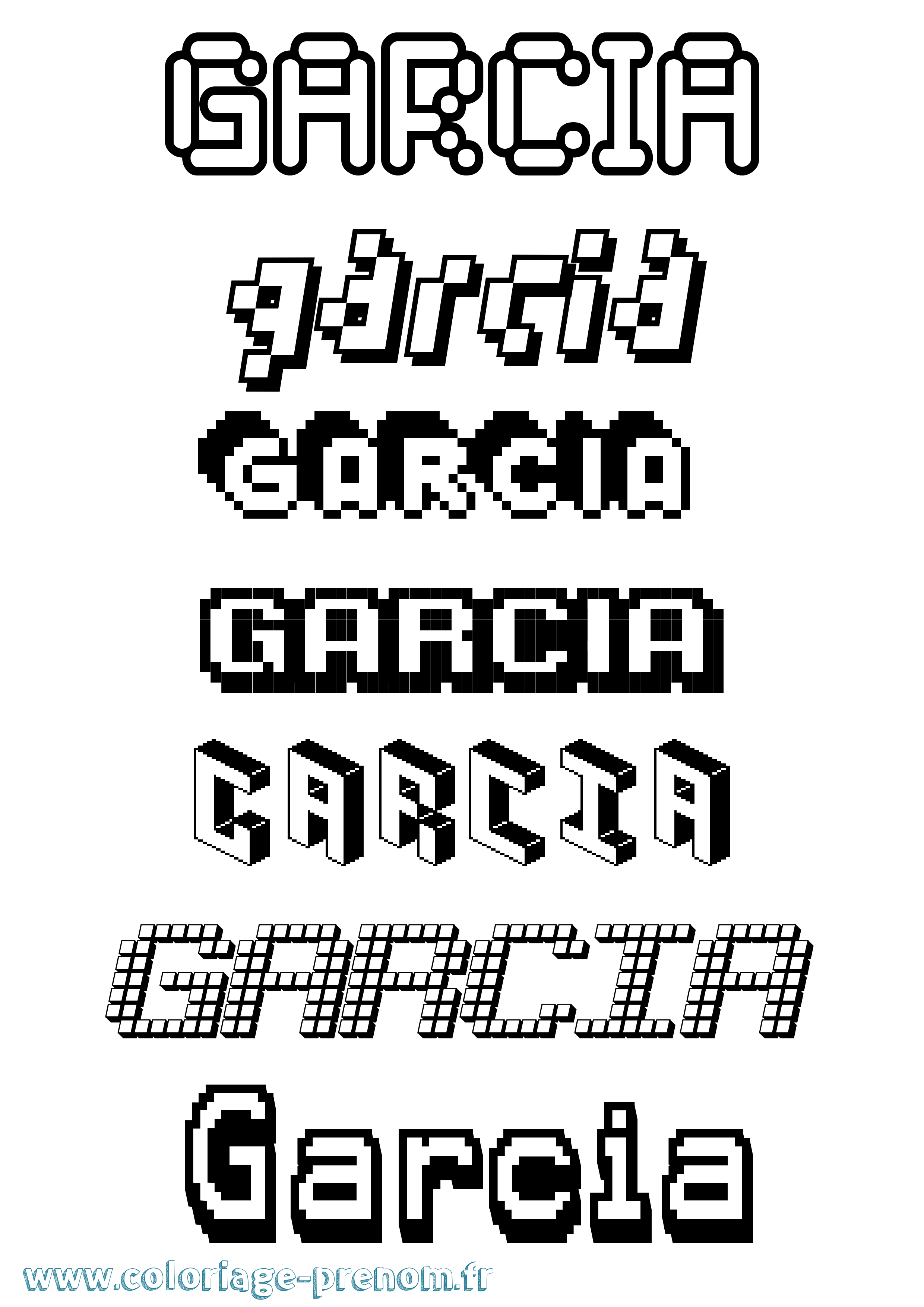 Coloriage Garcia Pixel Coloriage prénom Garcia Pixel