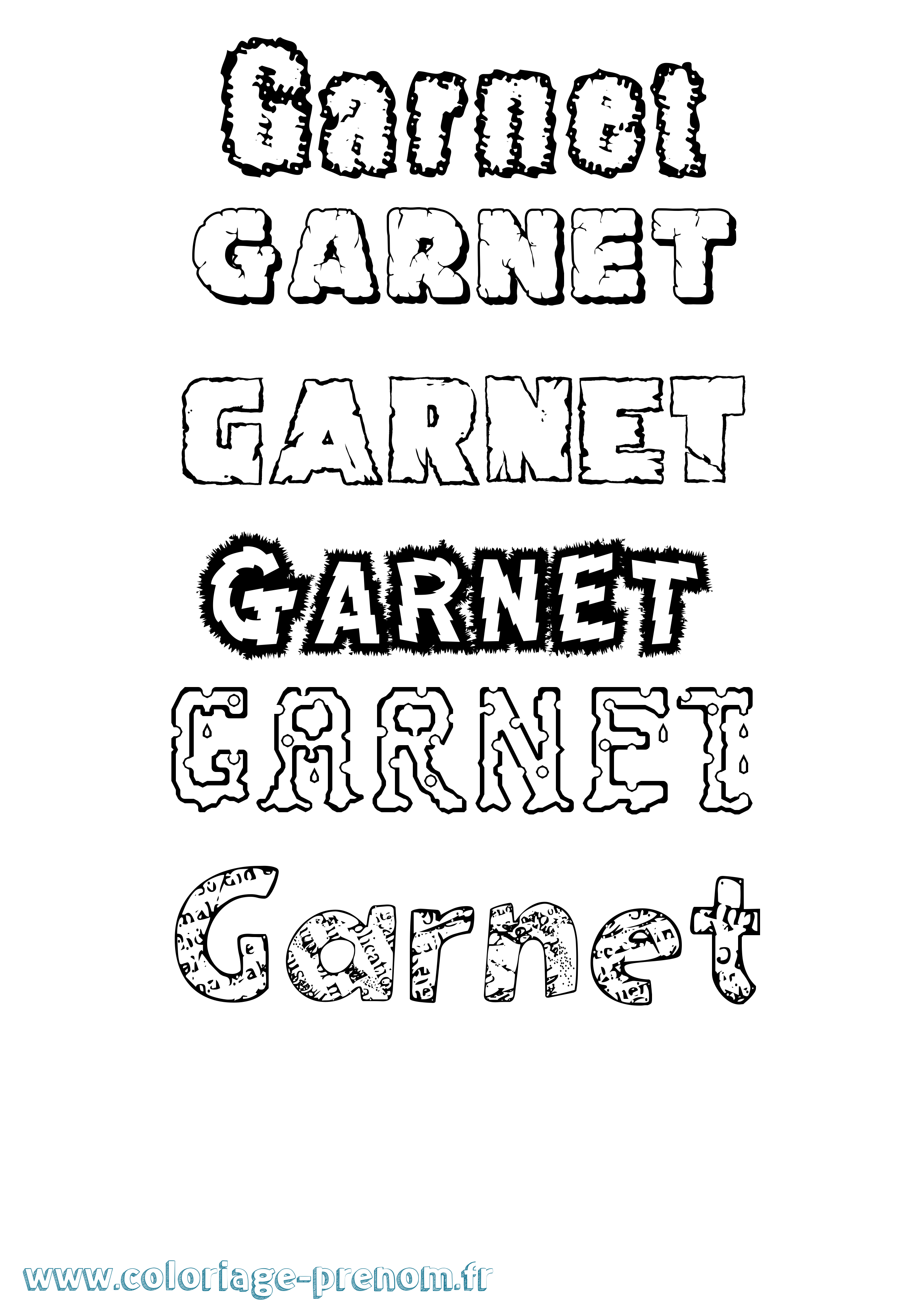 Coloriage Garnet Destructuré Coloriage prénom Garnet Destructuré