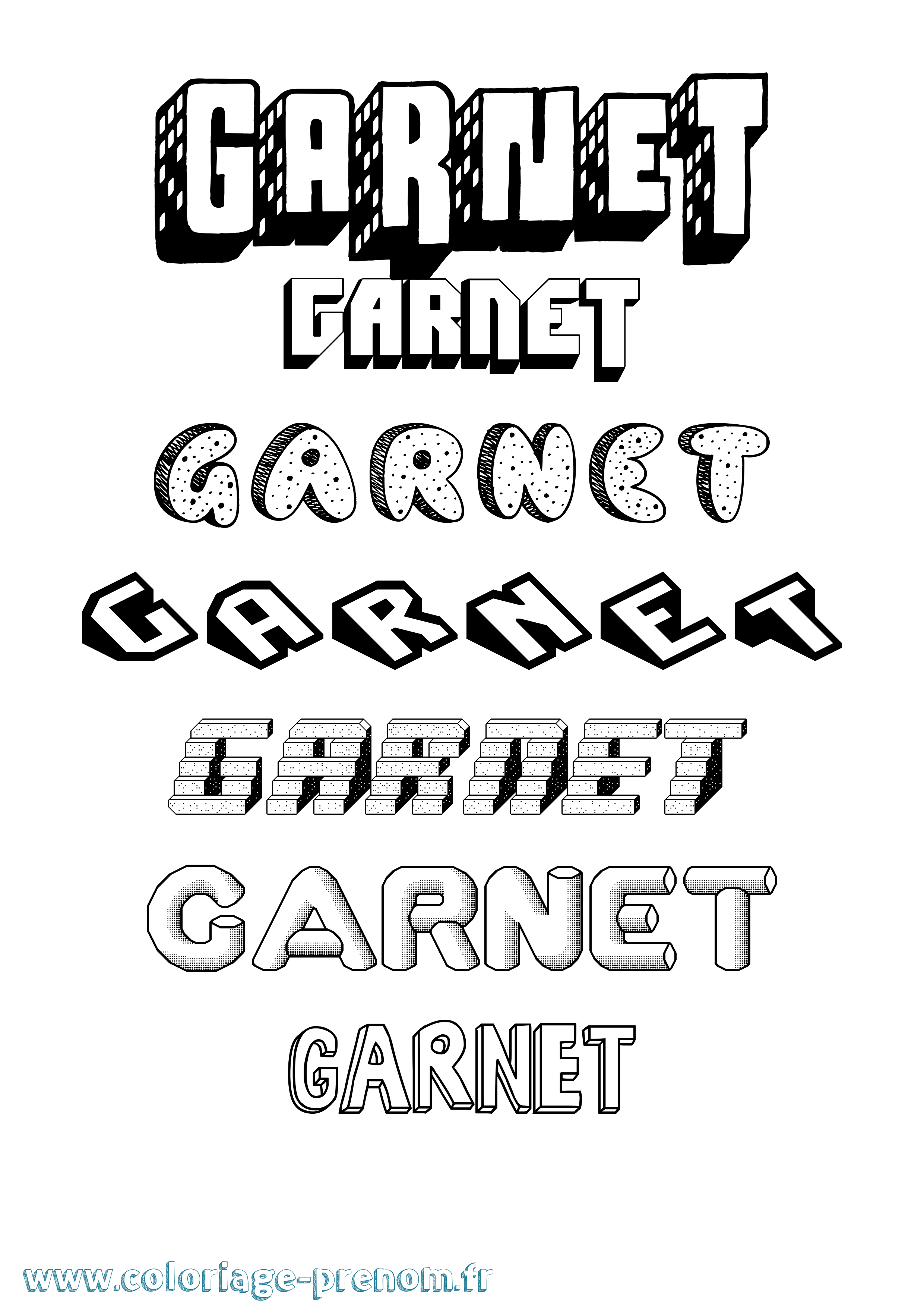 Coloriage Garnet Effet 3D Coloriage prénom Garnet Effet 3D