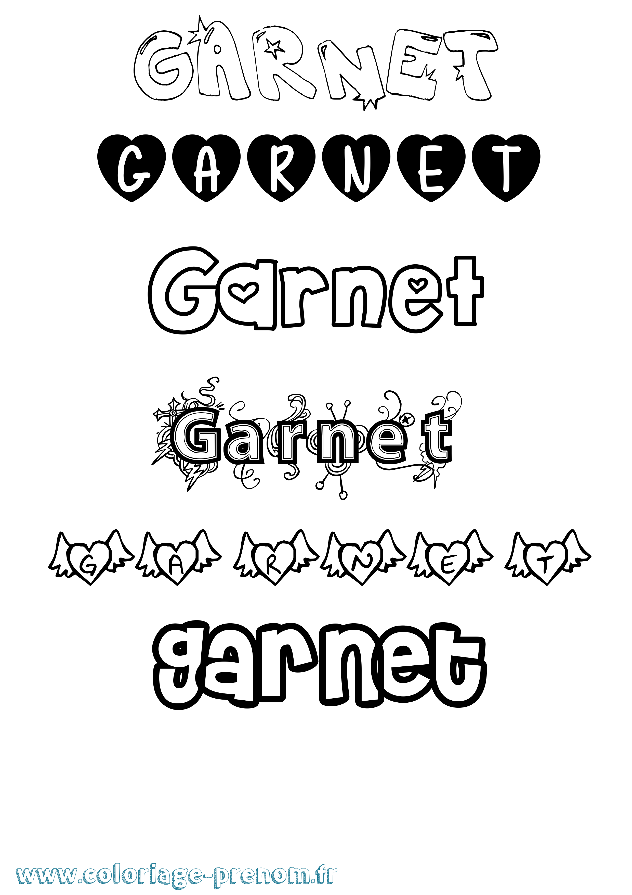 Coloriage Garnet Girly Coloriage prénom Garnet Girly