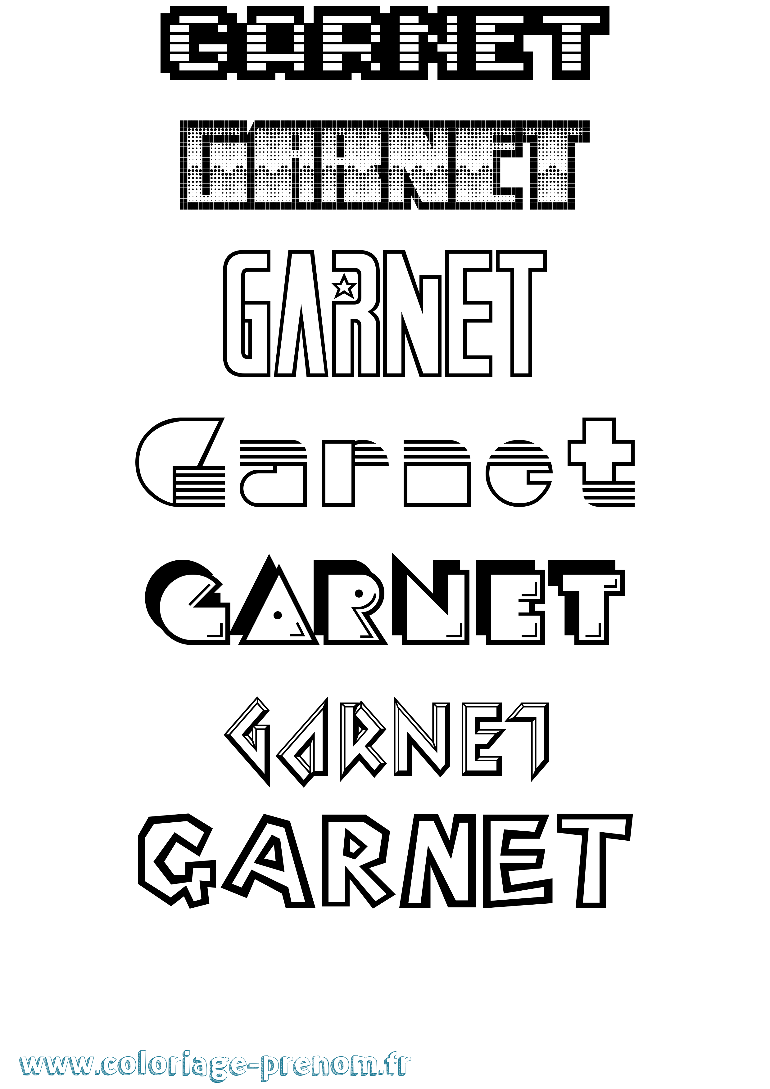 Coloriage Garnet Jeux Vidéos Coloriage prénom Garnet Jeux Vidéos