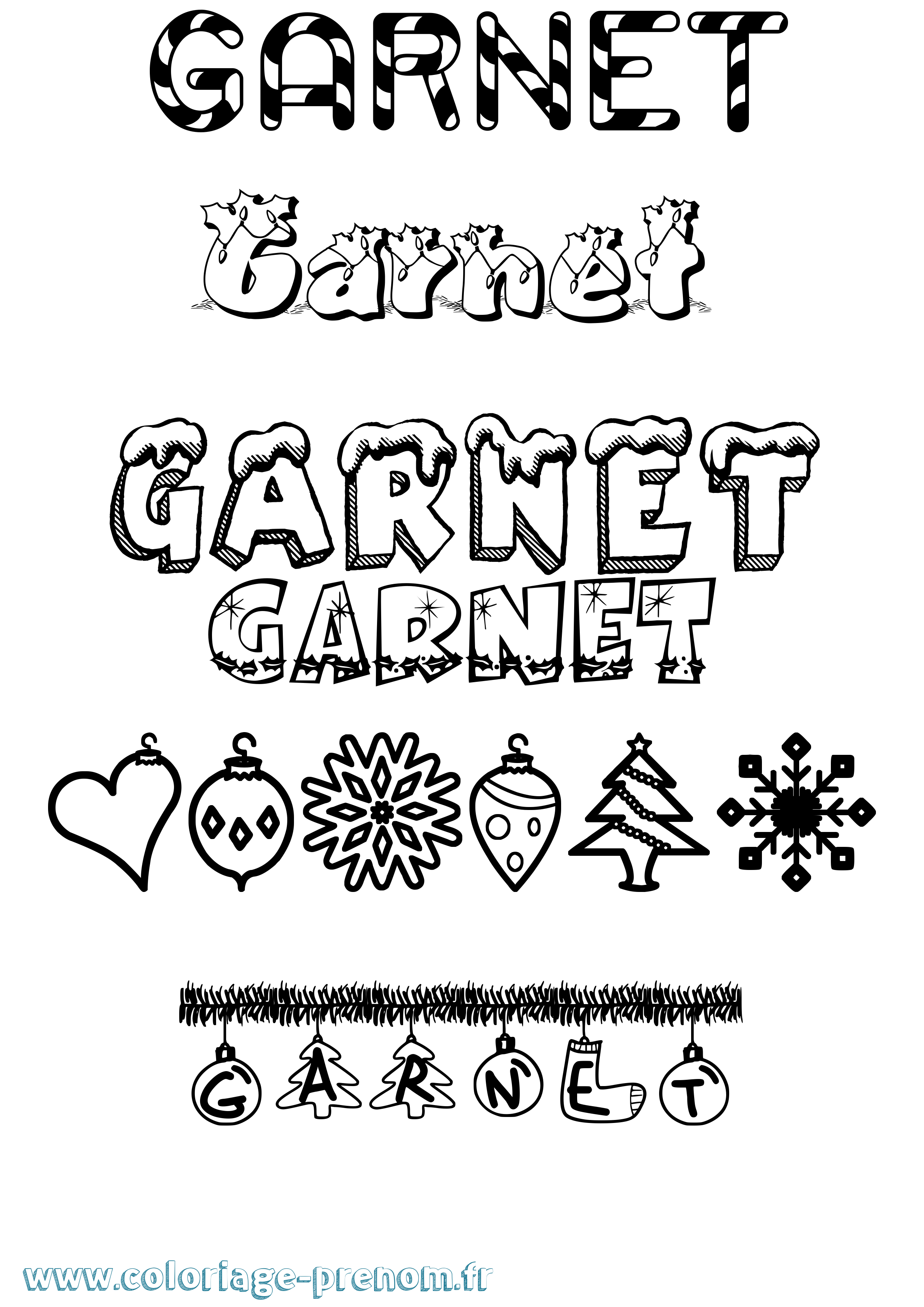 Coloriage Garnet Noël Coloriage prénom Garnet Noël