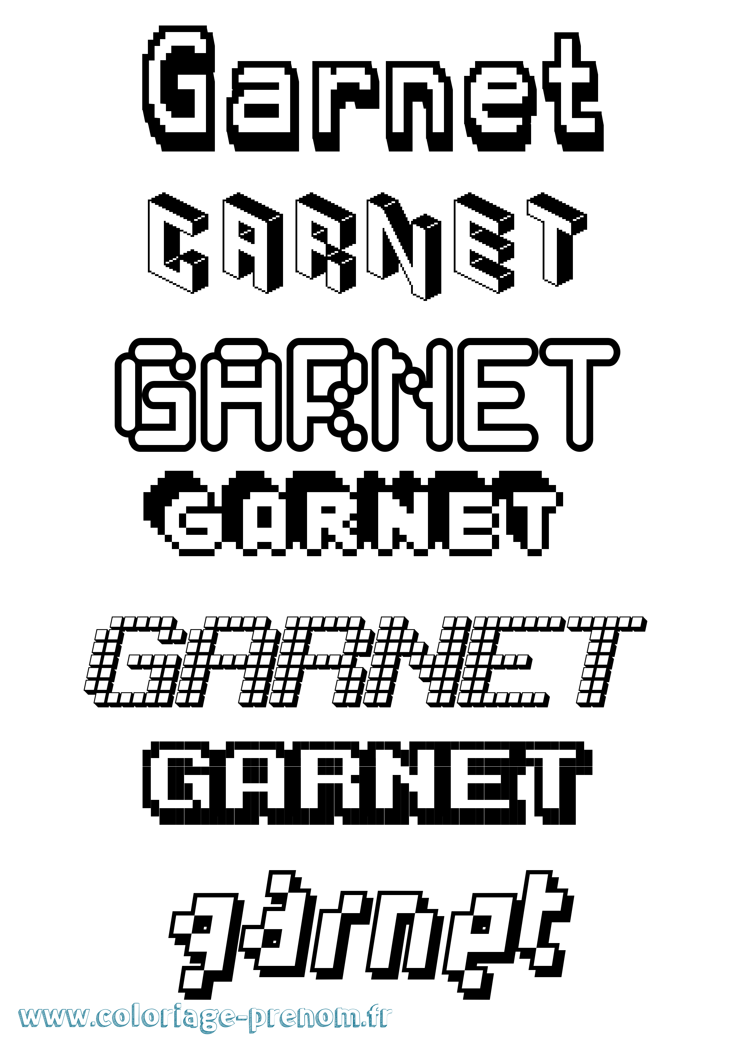 Coloriage Garnet Pixel Coloriage prénom Garnet Pixel