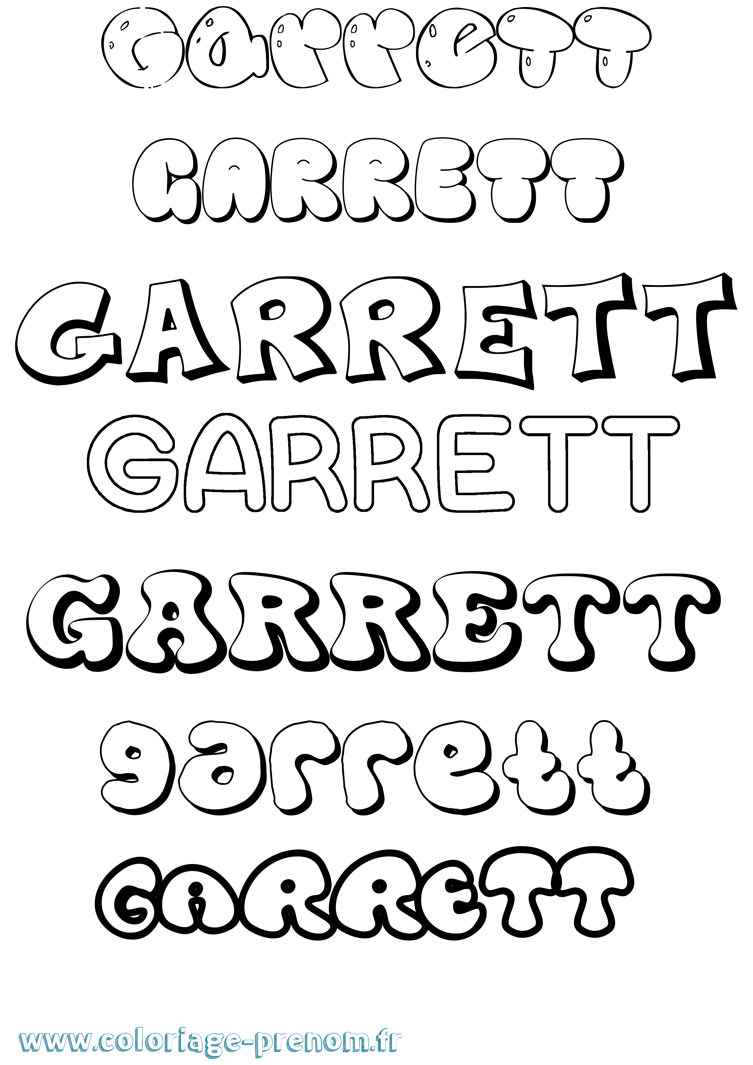 Coloriage Garrett Bubble Coloriage prénom Garrett Bubble