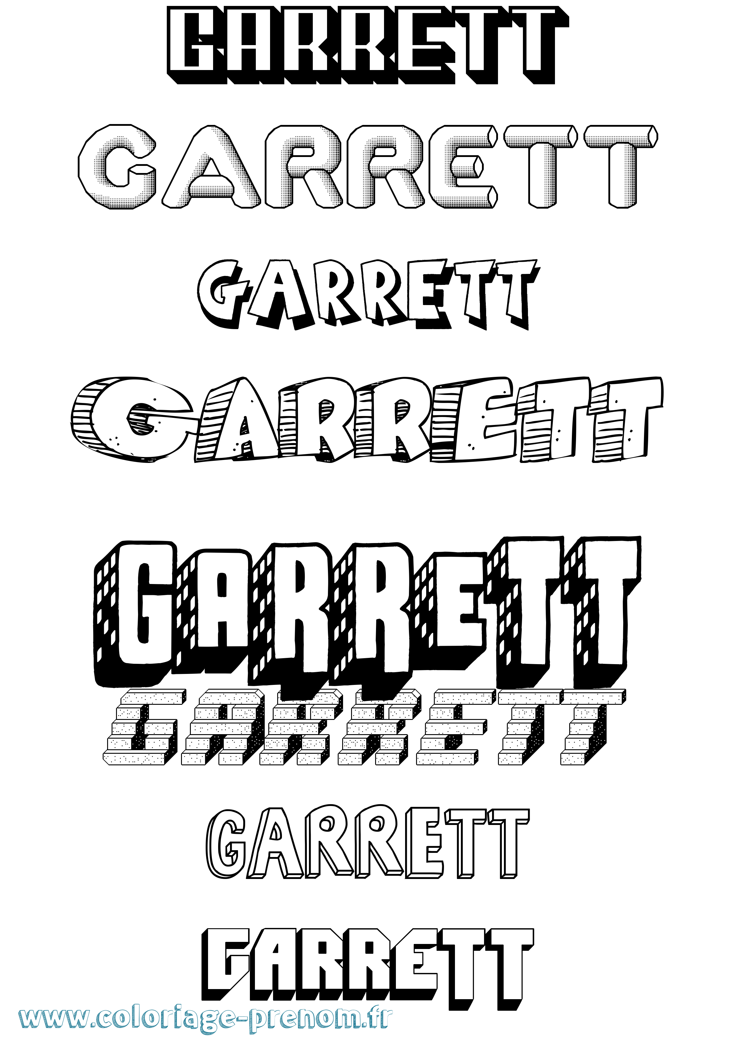 Coloriage Garrett Effet 3D Coloriage prénom Garrett Effet 3D