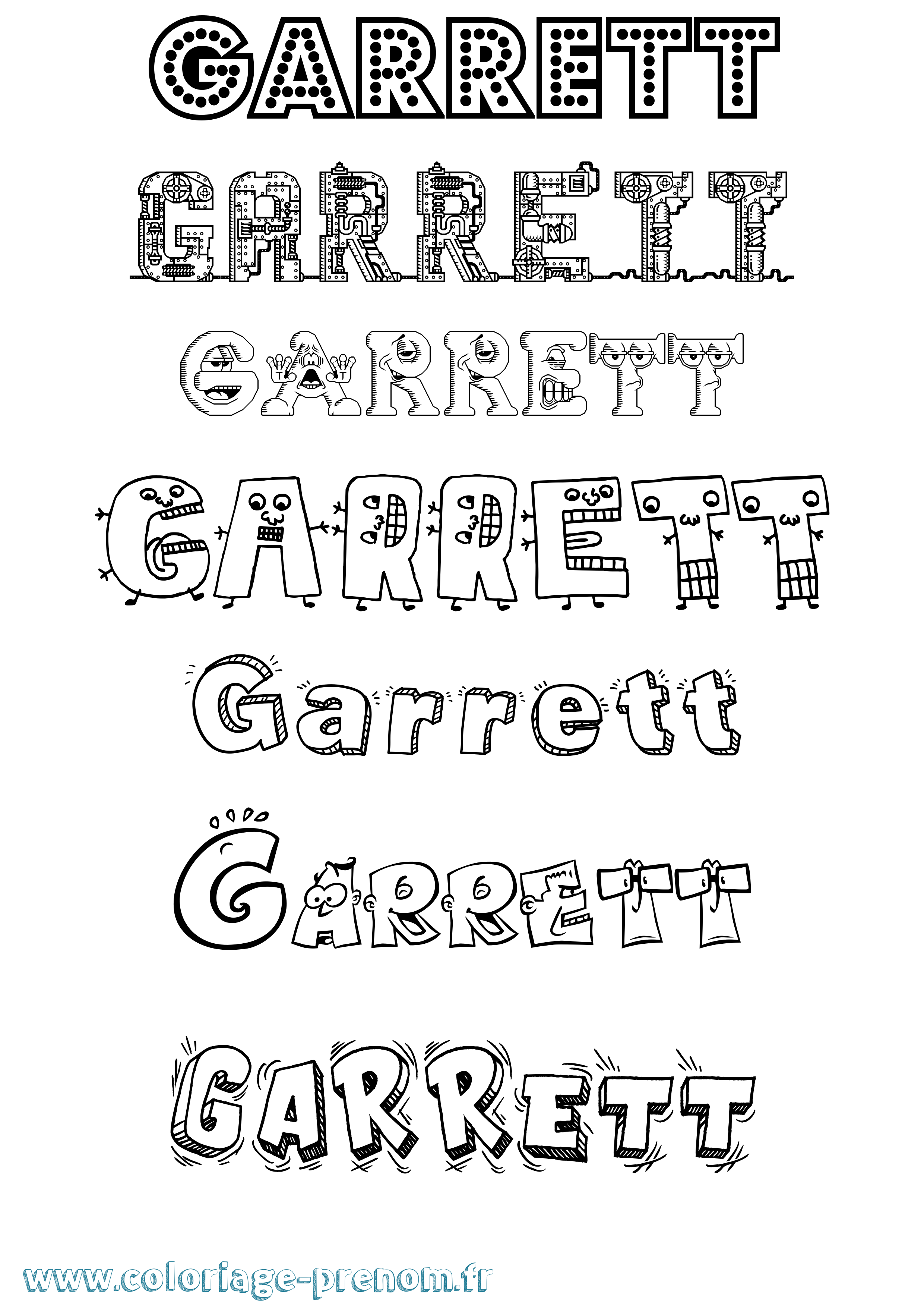 Coloriage Garrett Fun Coloriage prénom Garrett Fun