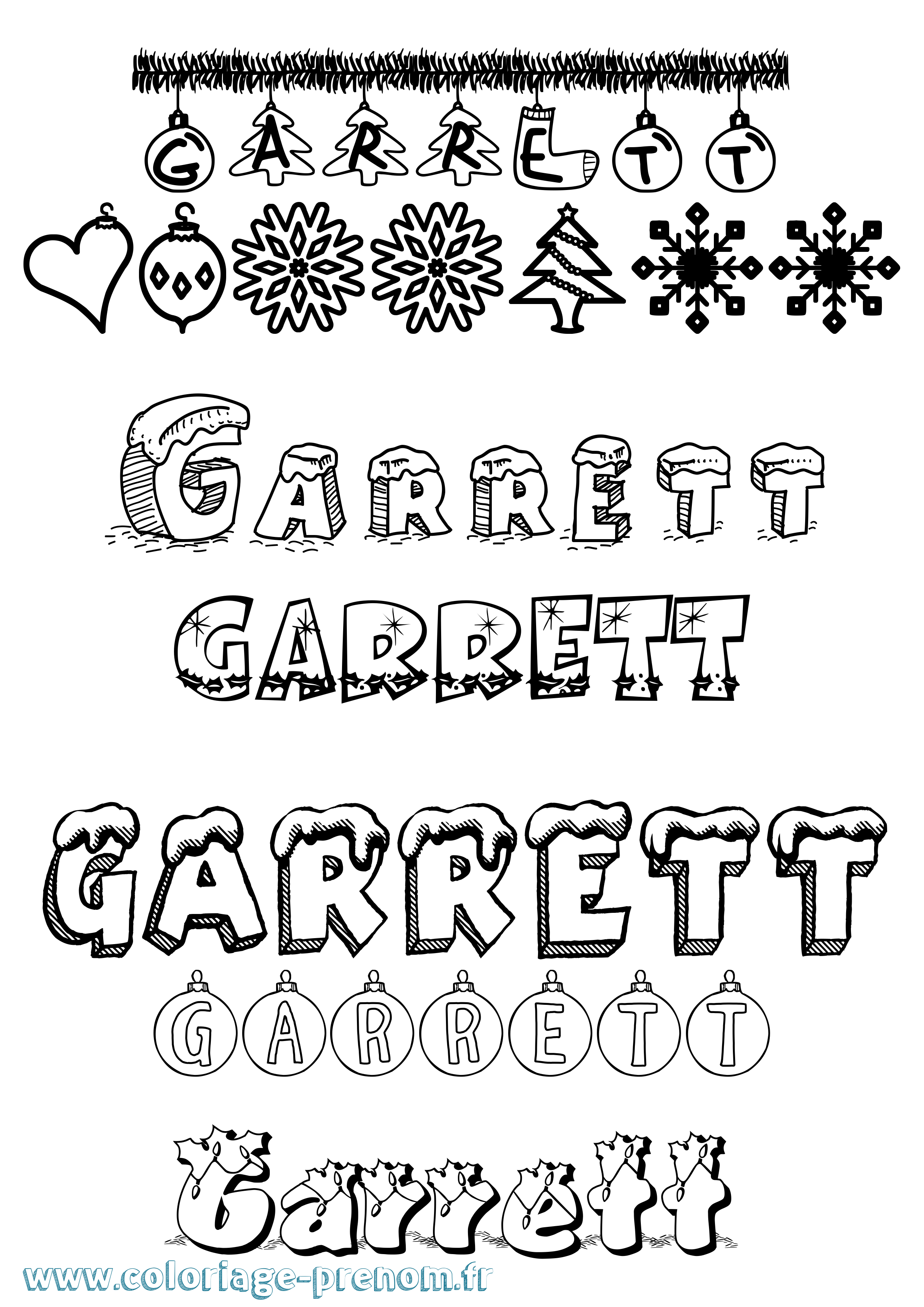 Coloriage Garrett Noël Coloriage prénom Garrett Noël