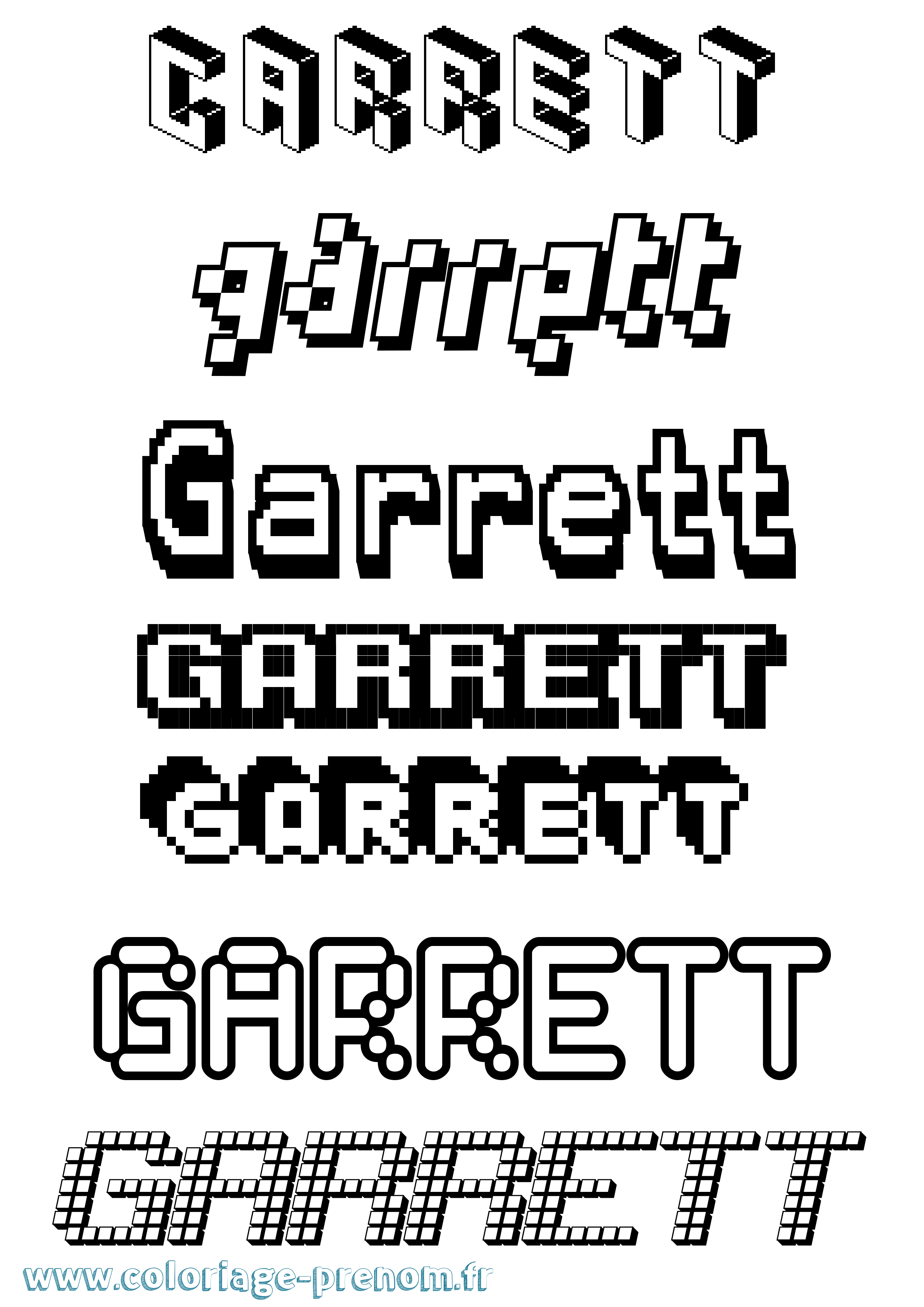 Coloriage Garrett Pixel Coloriage prénom Garrett Pixel