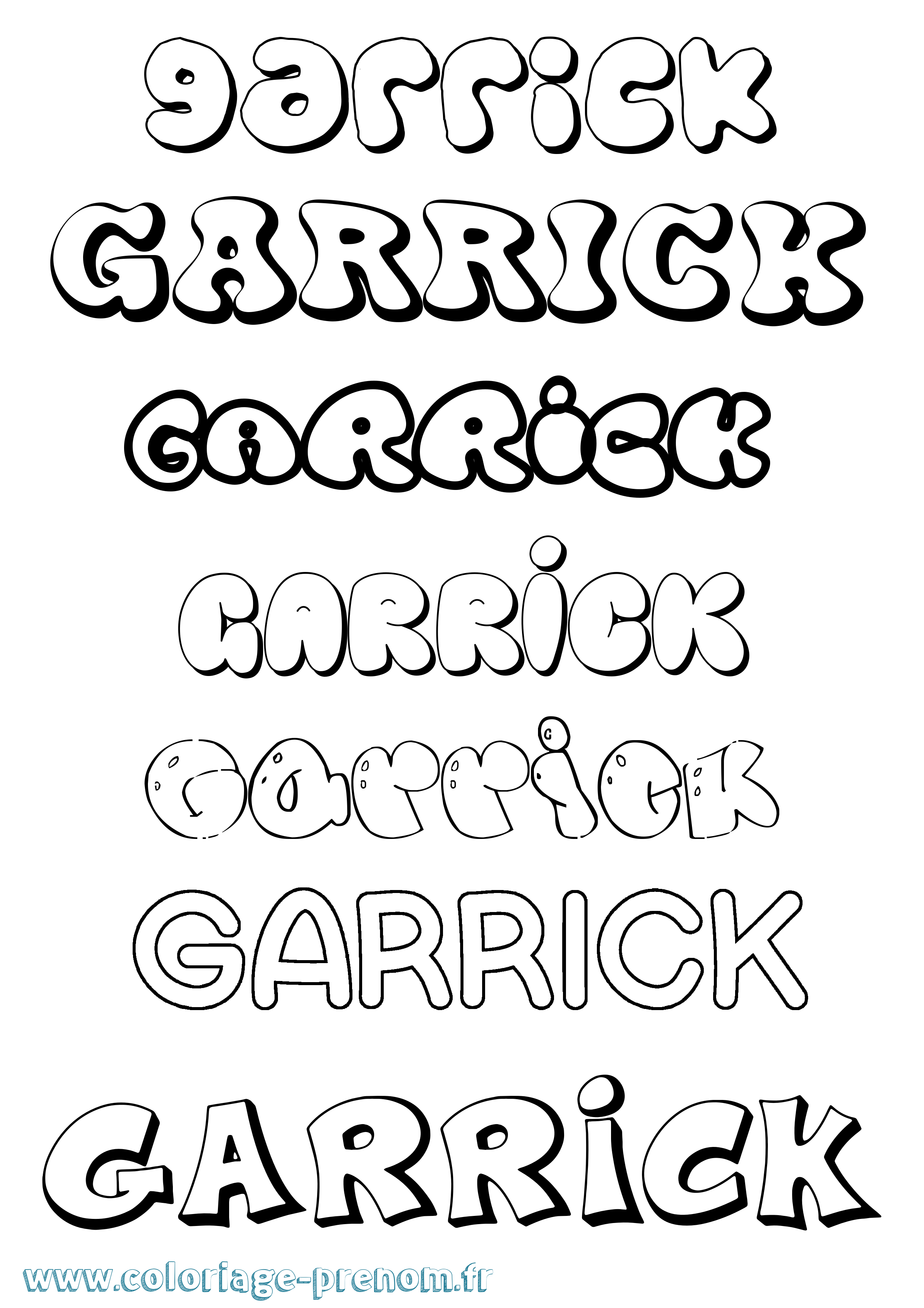 Coloriage Garrick Bubble Coloriage prénom Garrick Bubble