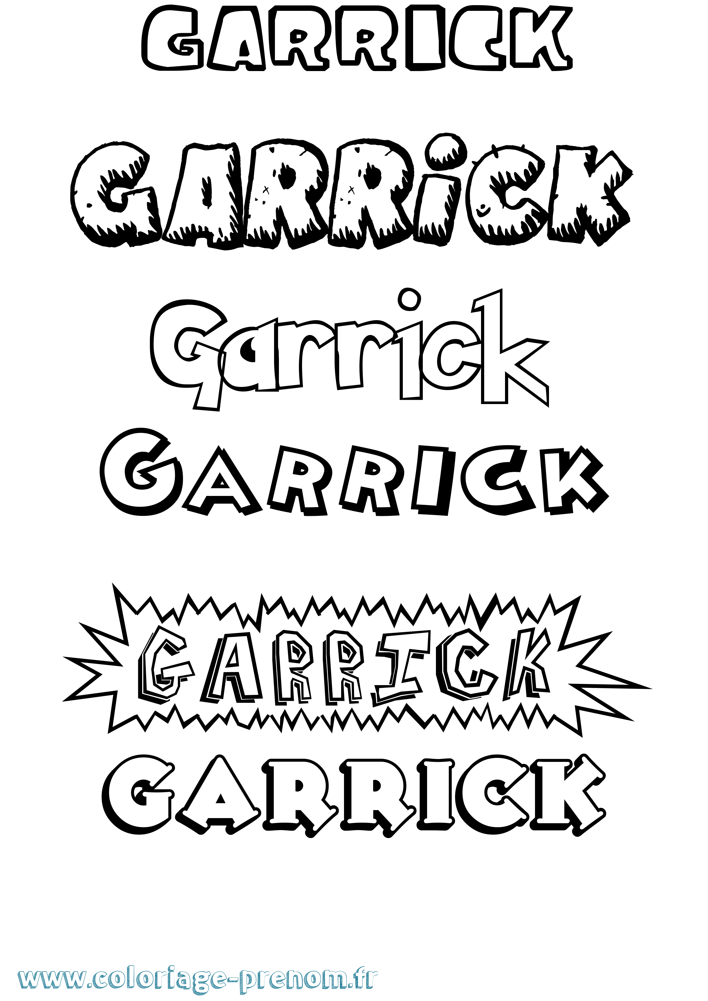 Coloriage Garrick Dessin Animé Coloriage prénom Garrick Dessin Animé