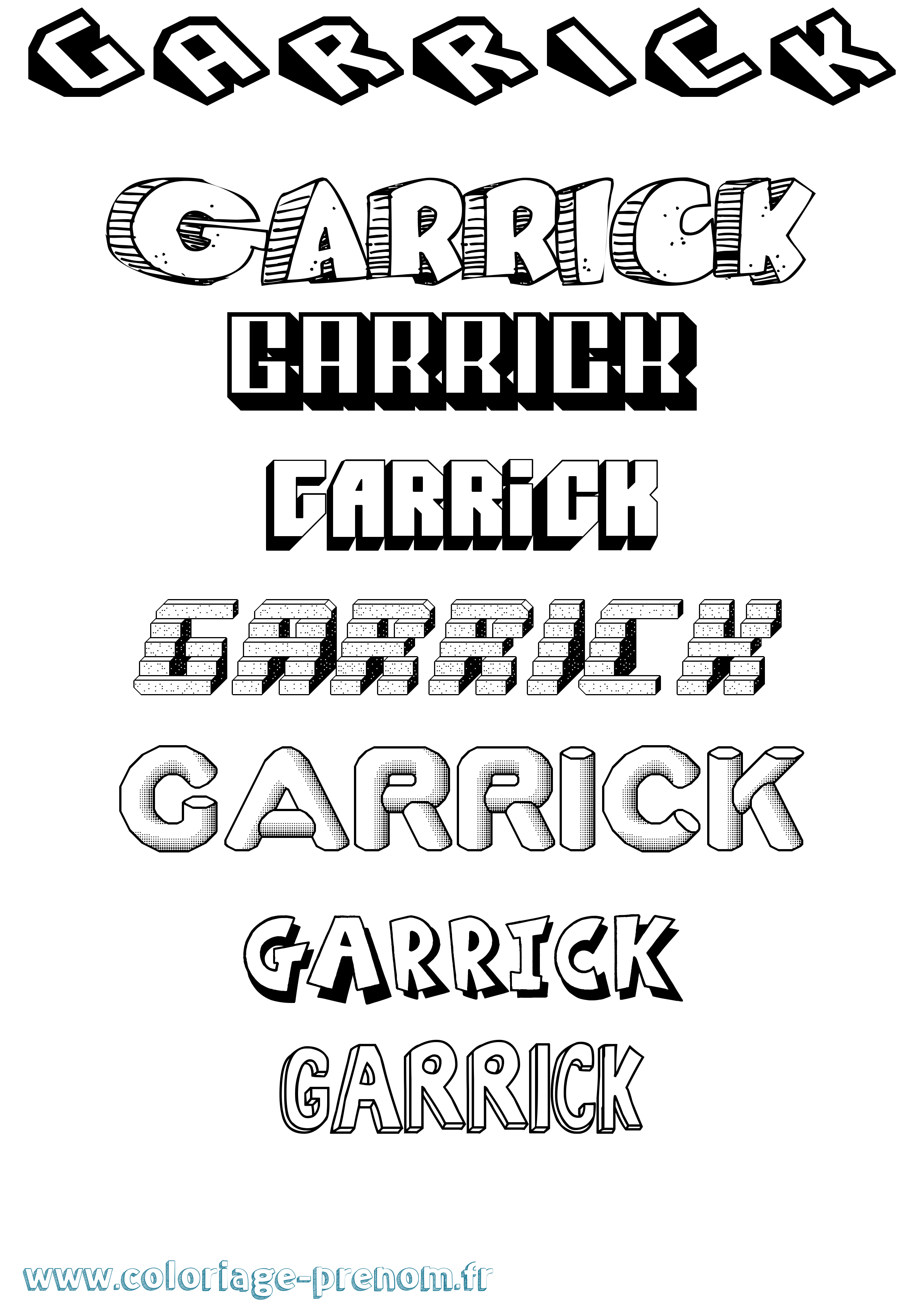 Coloriage Garrick Effet 3D Coloriage prénom Garrick Effet 3D