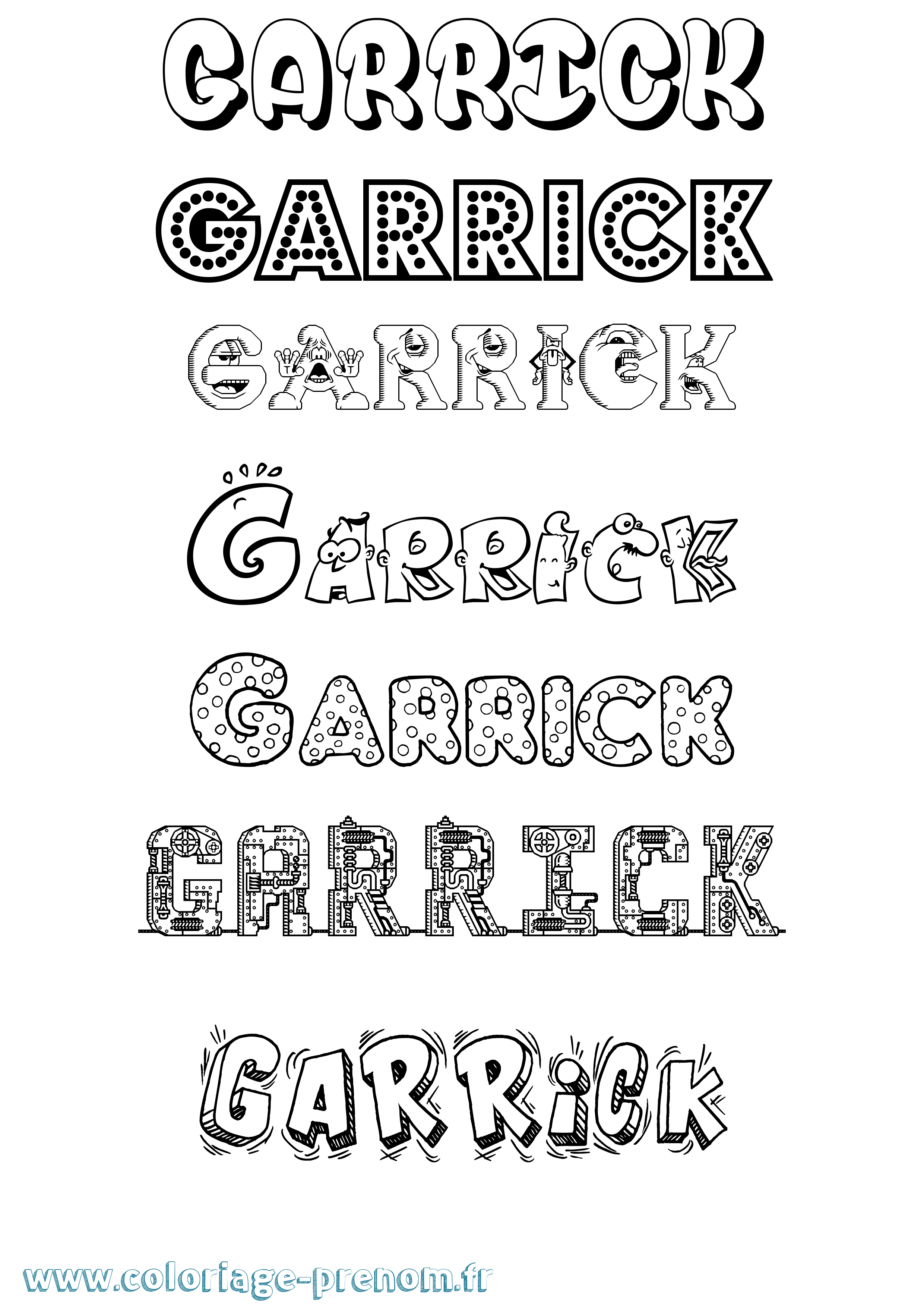 Coloriage Garrick Fun Coloriage prénom Garrick Fun