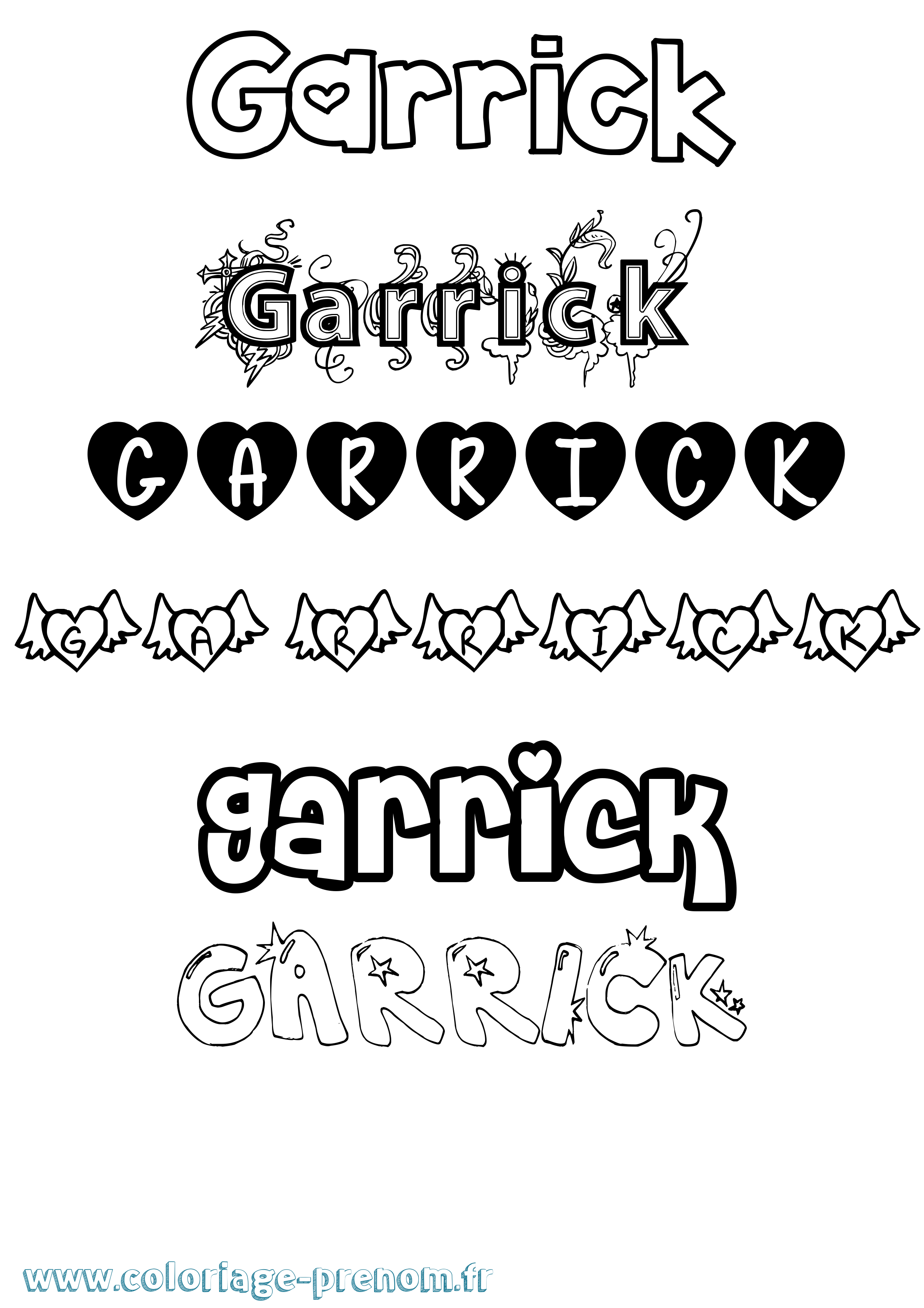 Coloriage Garrick Girly Coloriage prénom Garrick Girly