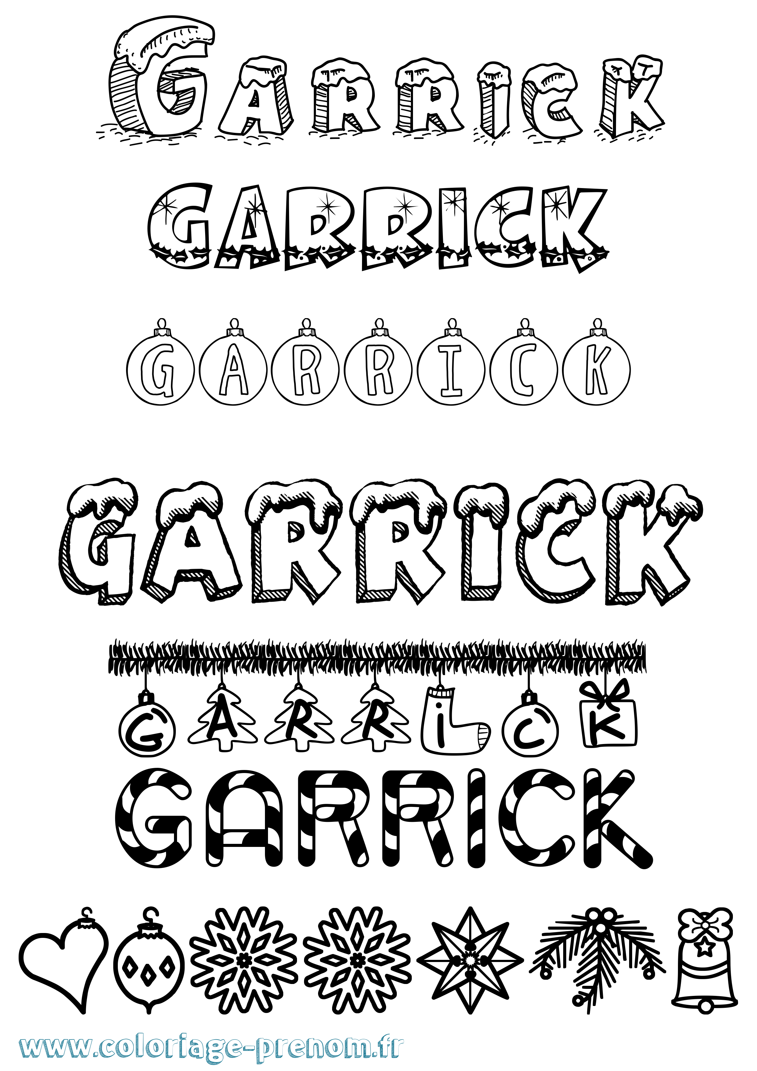 Coloriage Garrick Noël Coloriage prénom Garrick Noël