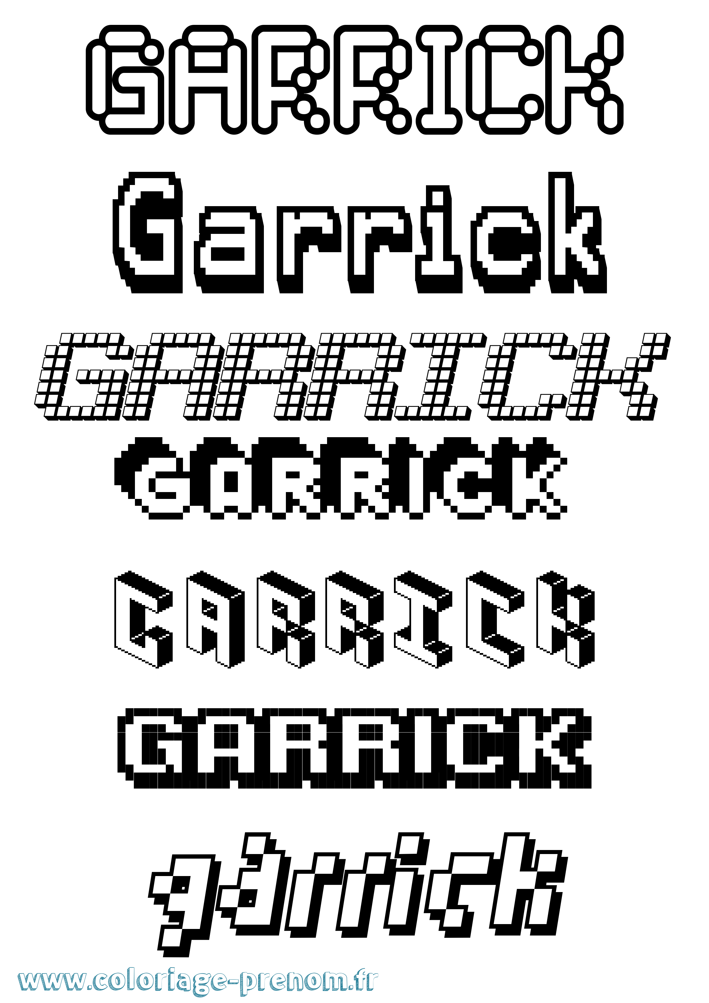 Coloriage Garrick Pixel Coloriage prénom Garrick Pixel