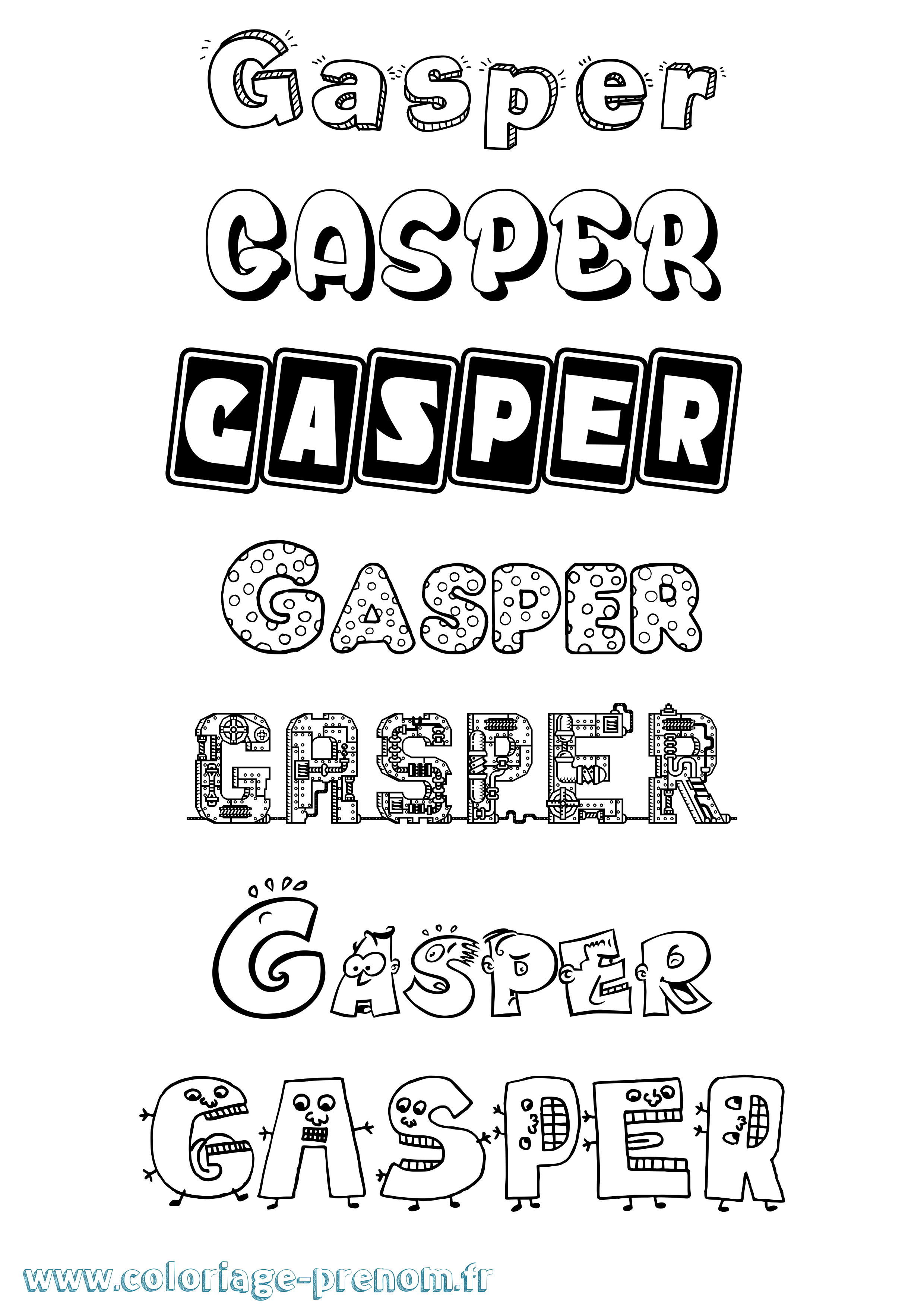 Coloriage Gasper Fun Coloriage prénom Gasper Fun