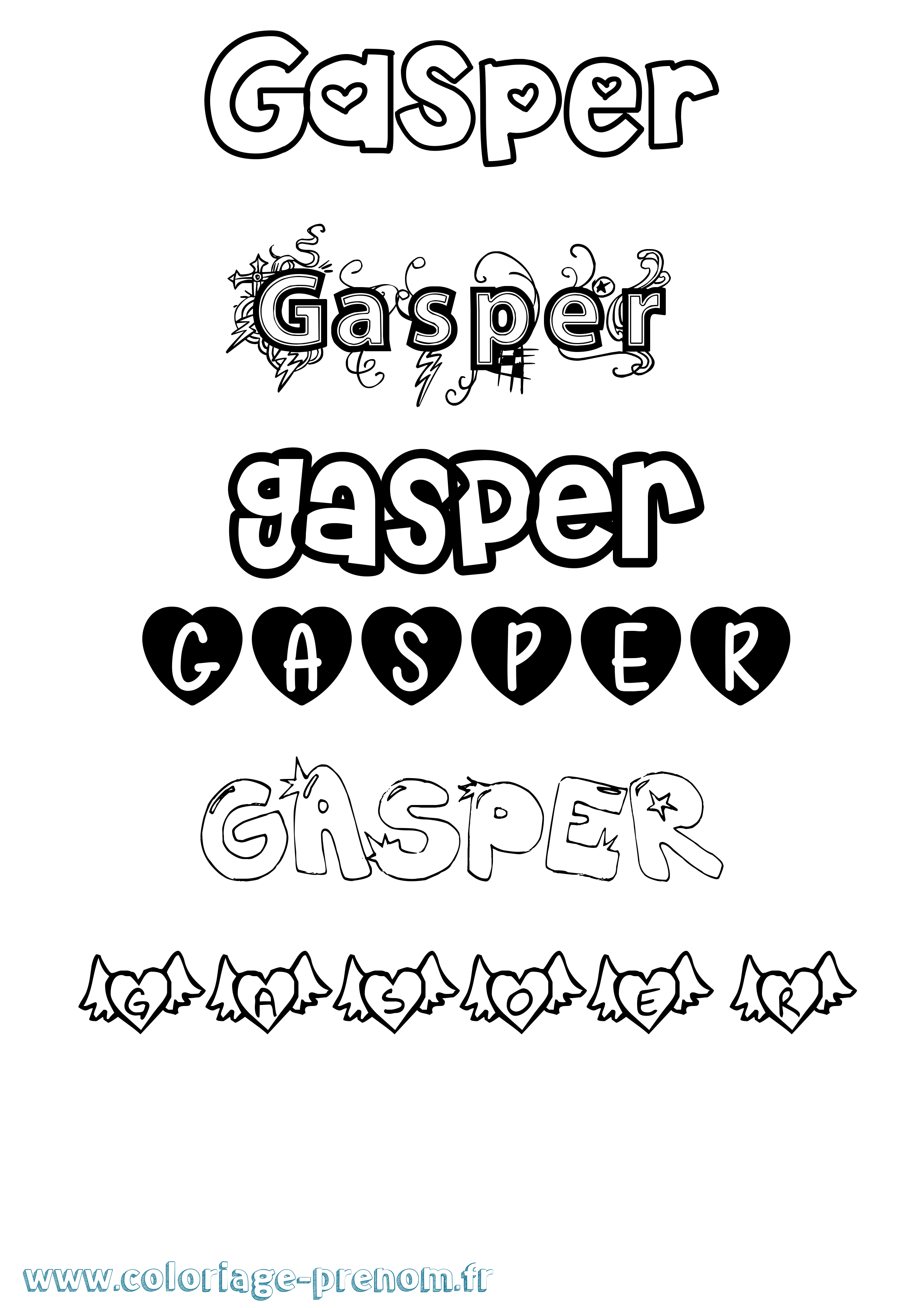 Coloriage Gasper Girly Coloriage prénom Gasper Girly