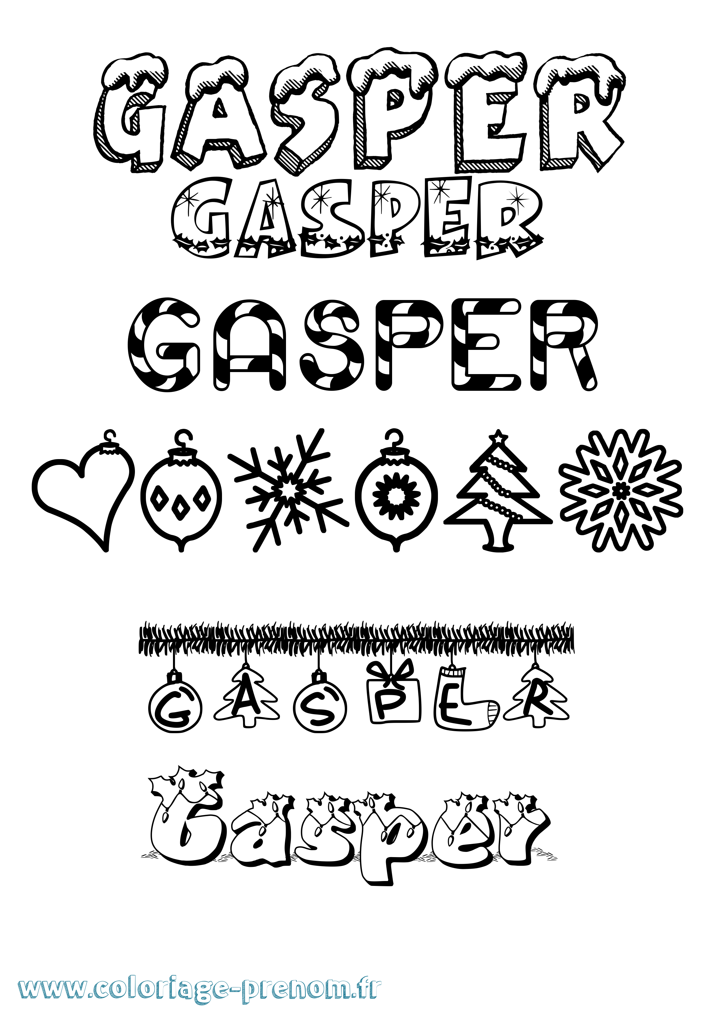 Coloriage Gasper Noël Coloriage prénom Gasper Noël