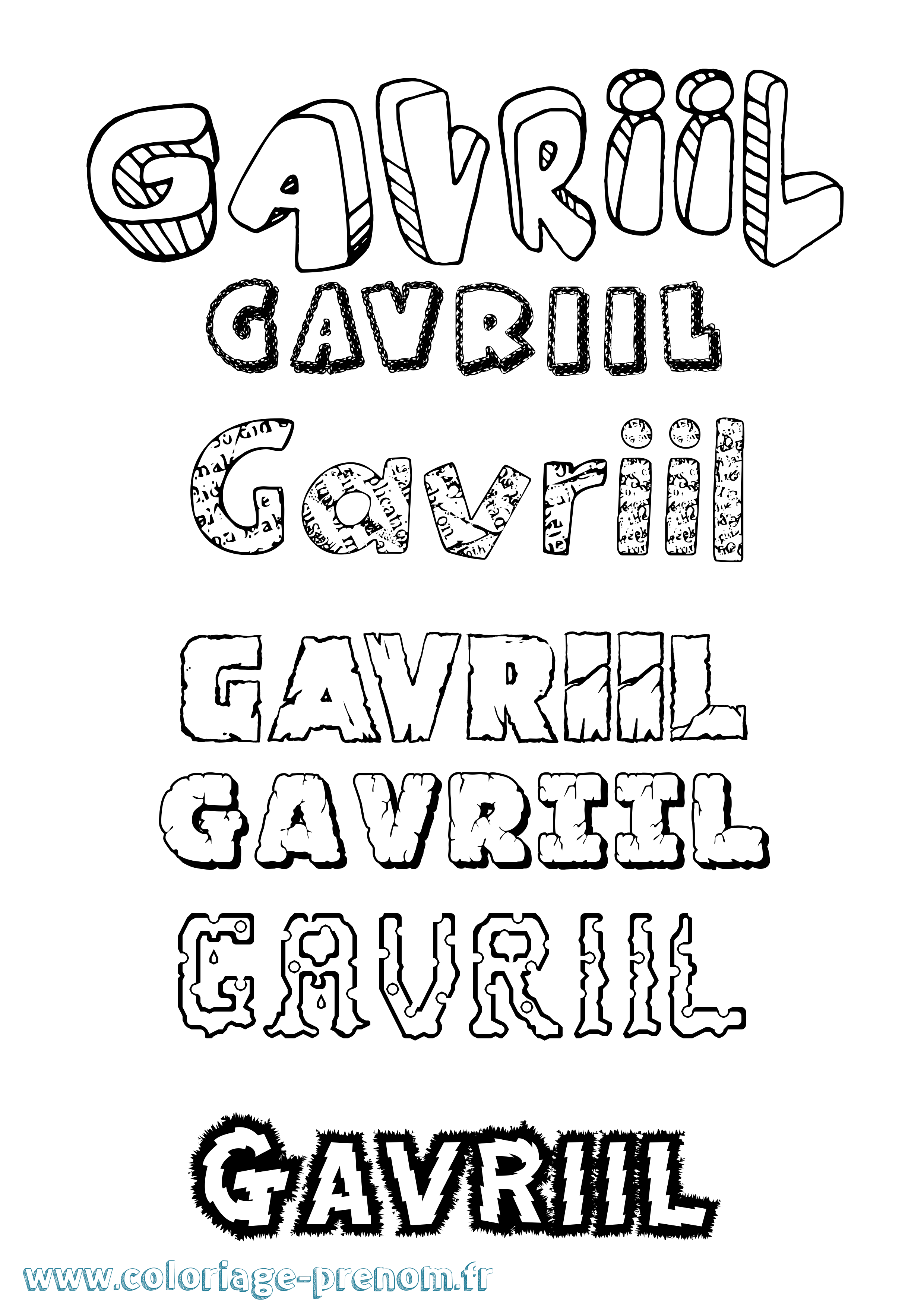 Coloriage Gavriil Destructuré Coloriage prénom Gavriil Destructuré