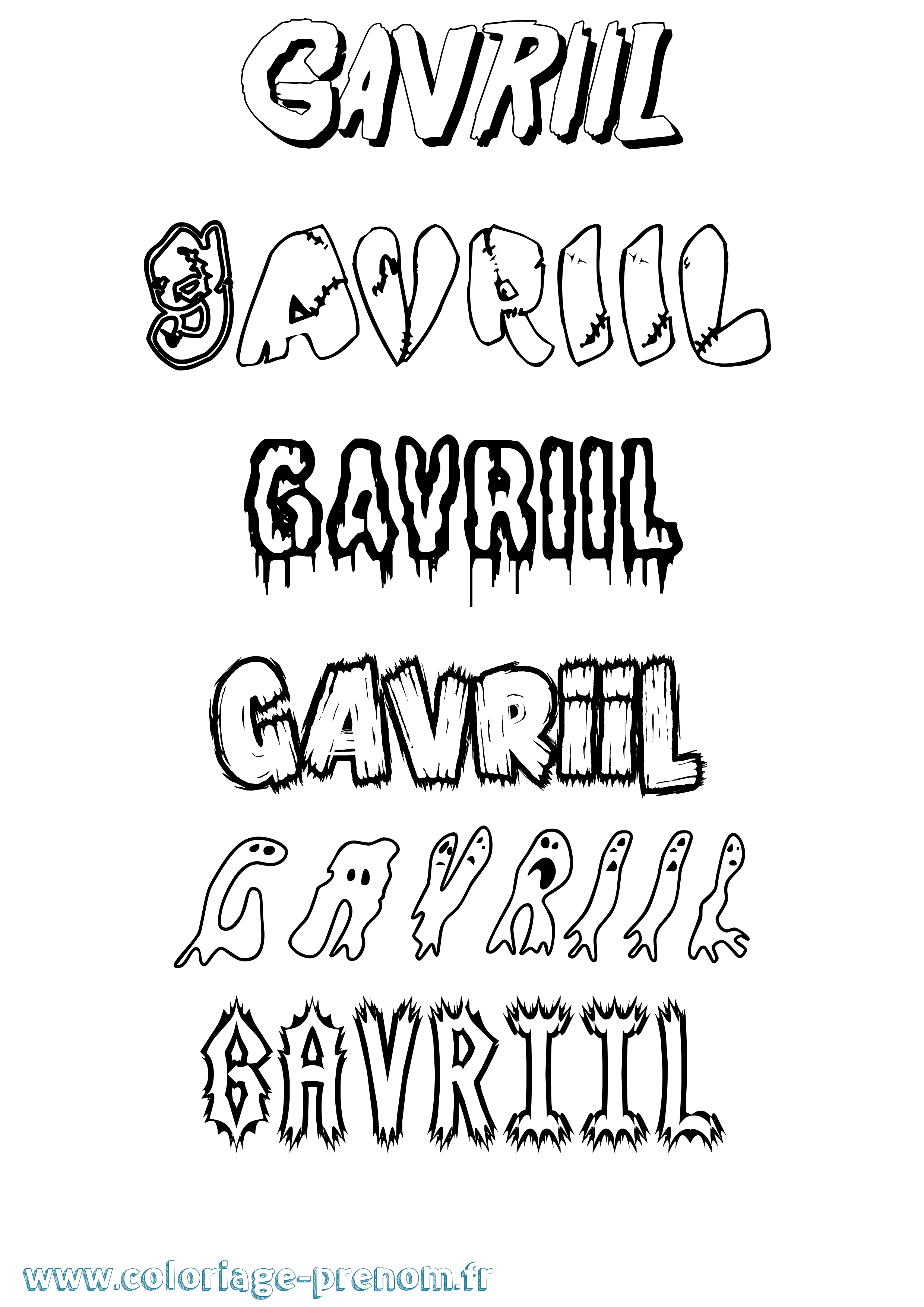 Coloriage Gavriil Frisson Coloriage prénom Gavriil Frisson