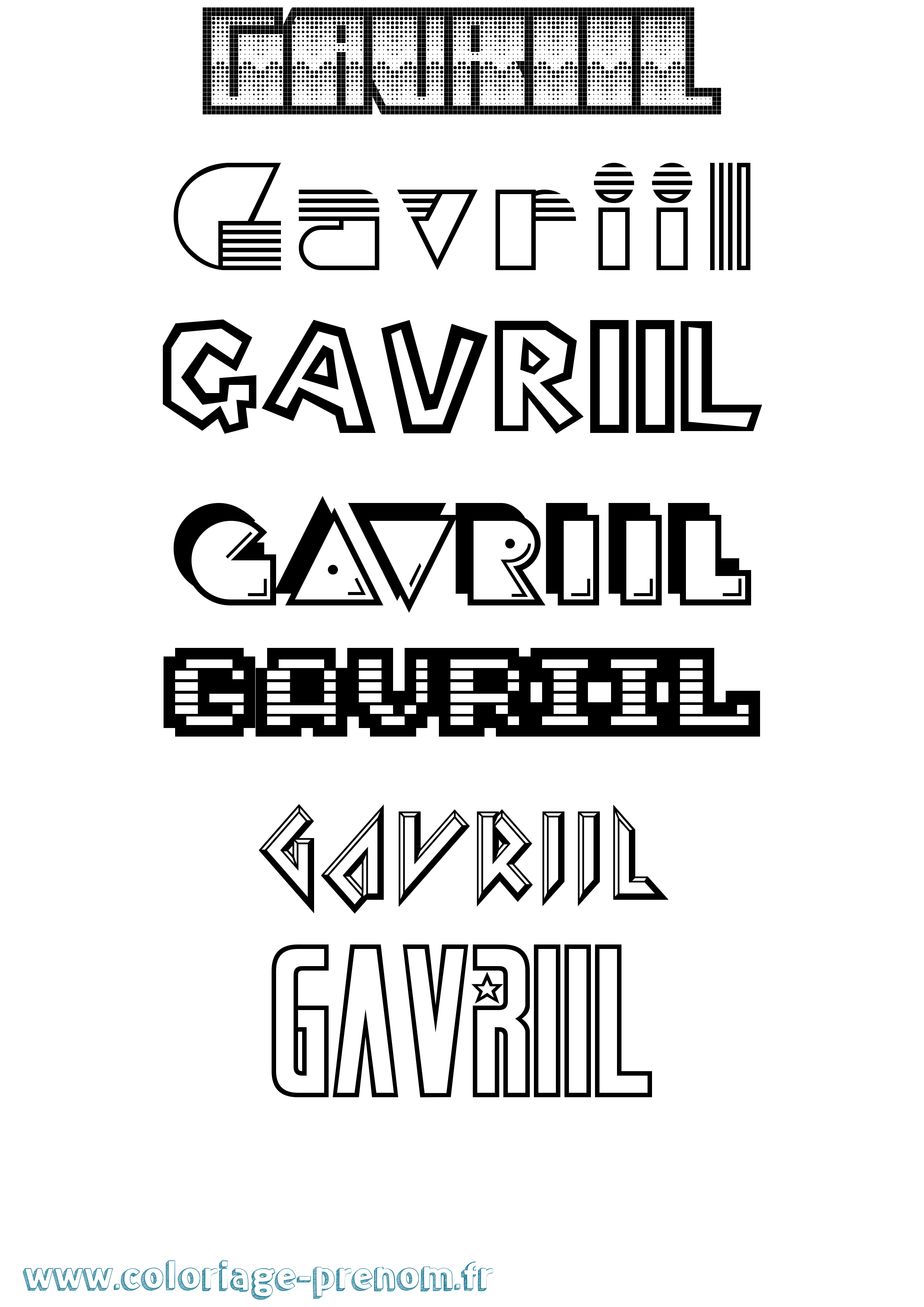 Coloriage Gavriil Jeux Vidéos Coloriage prénom Gavriil Jeux Vidéos