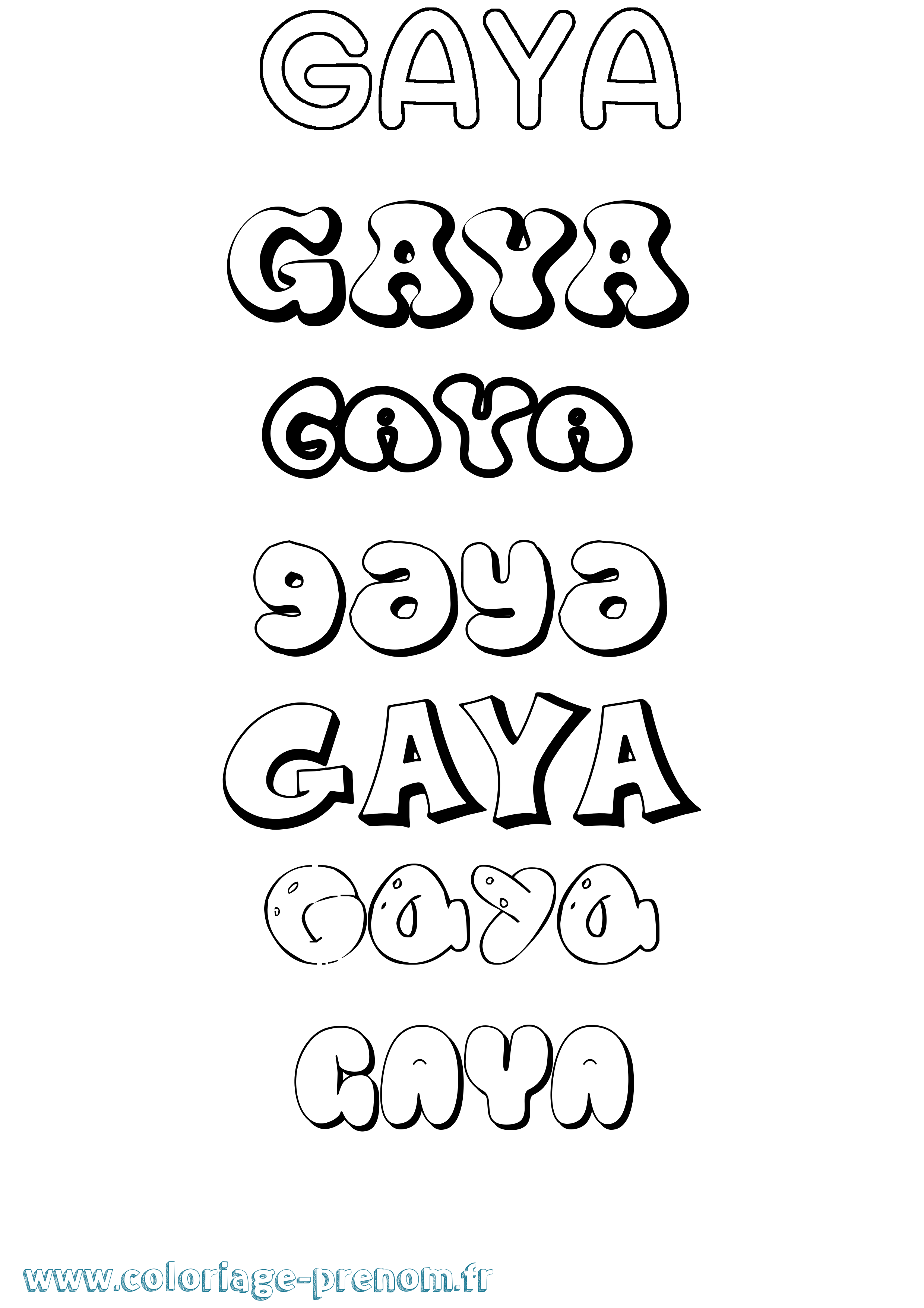 Coloriage Gaya Bubble Coloriage prénom Gaya Bubble
