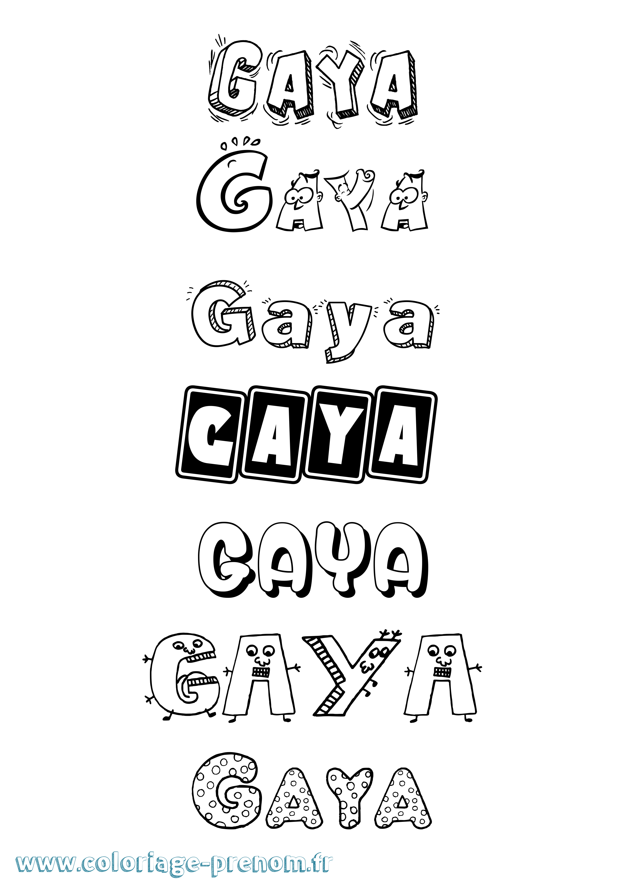 Coloriage Gaya Fun Coloriage prénom Gaya Fun