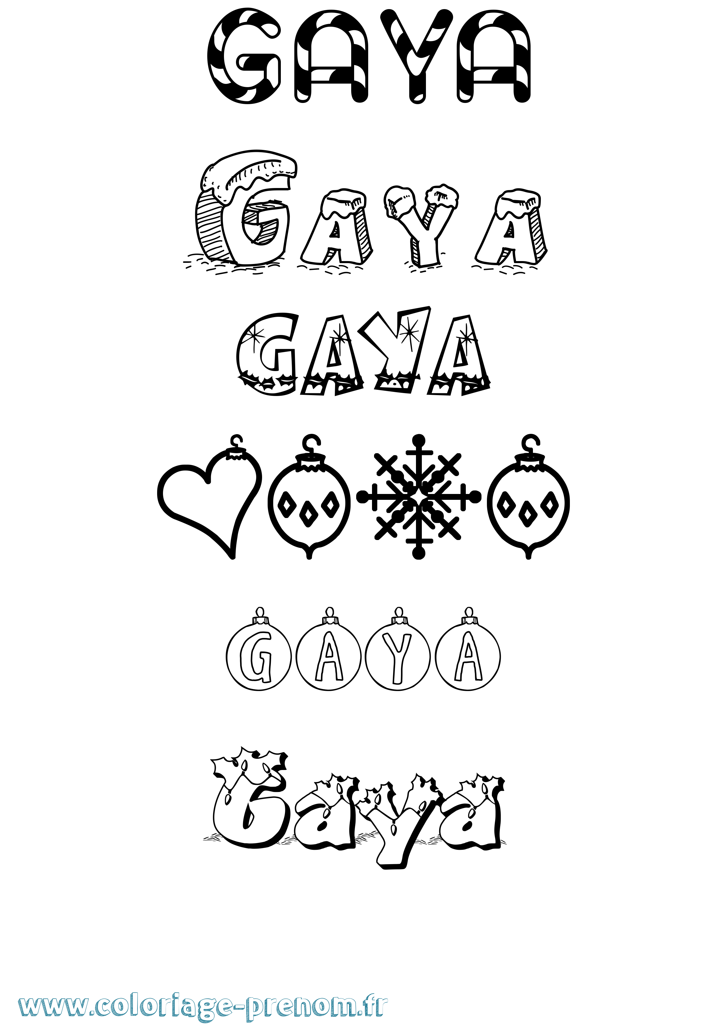 Coloriage Gaya Noël Coloriage prénom Gaya Noël