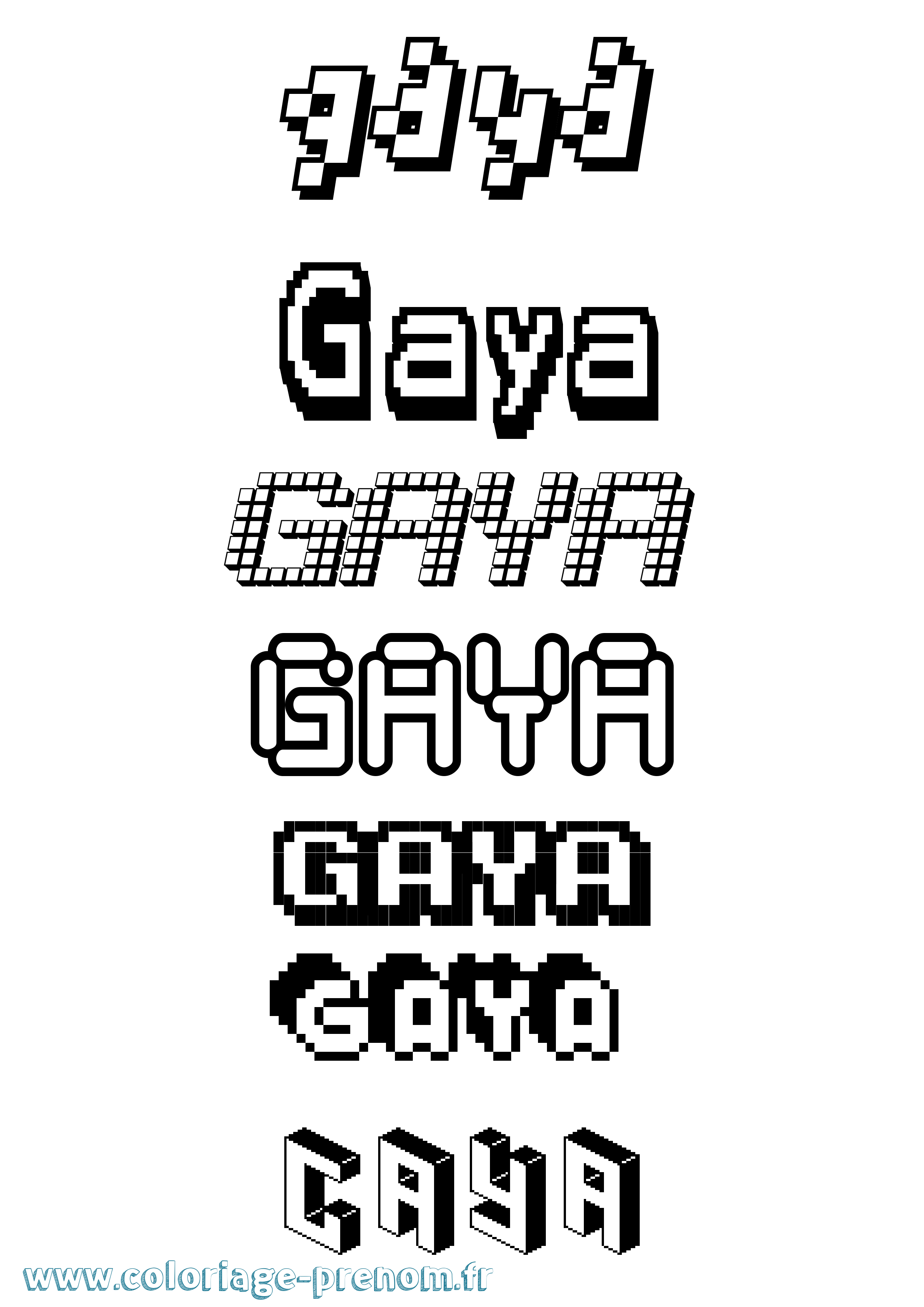 Coloriage Gaya Pixel Coloriage prénom Gaya Pixel