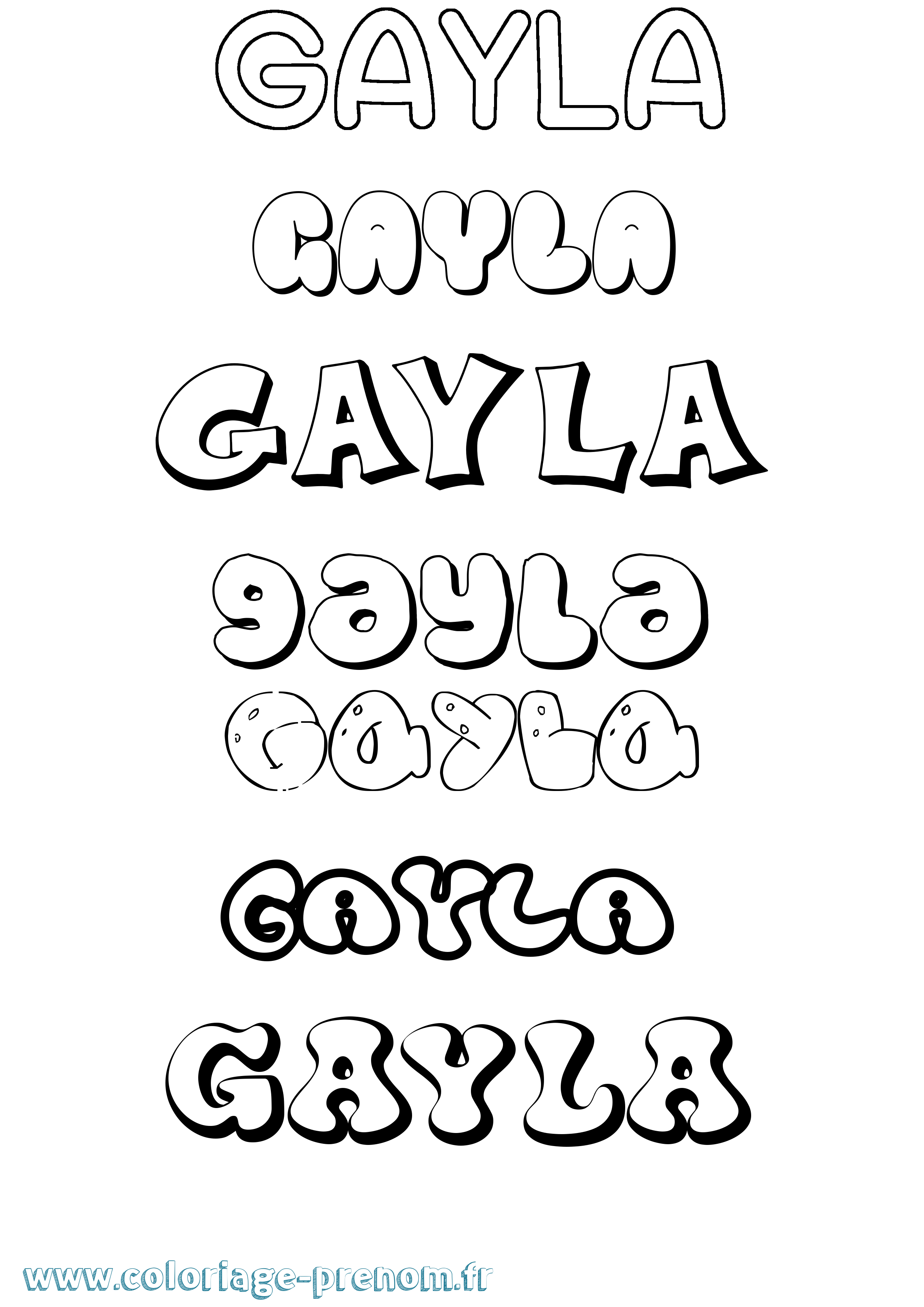 Coloriage Gayla Bubble Coloriage prénom Gayla Bubble