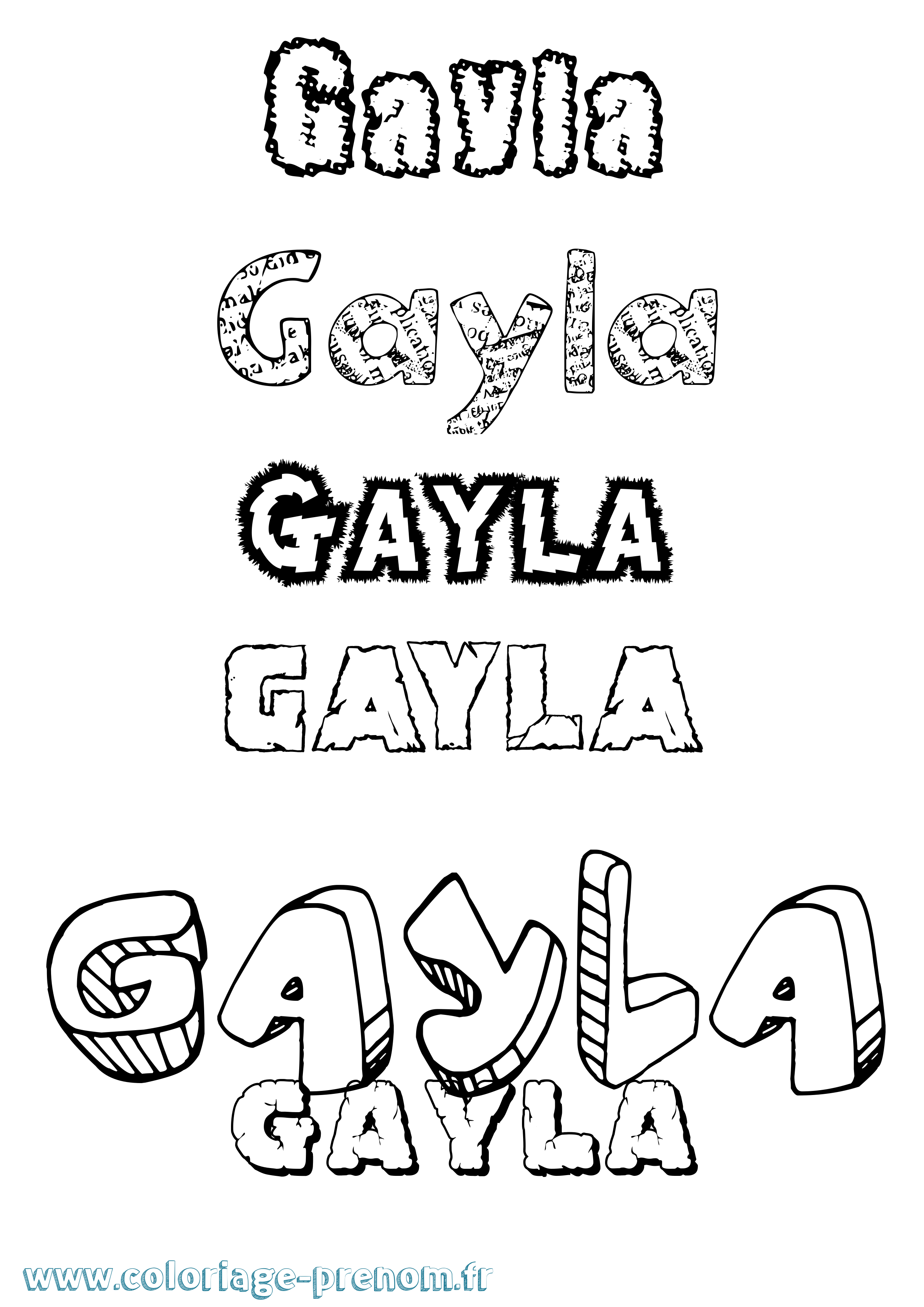 Coloriage Gayla Destructuré Coloriage prénom Gayla Destructuré