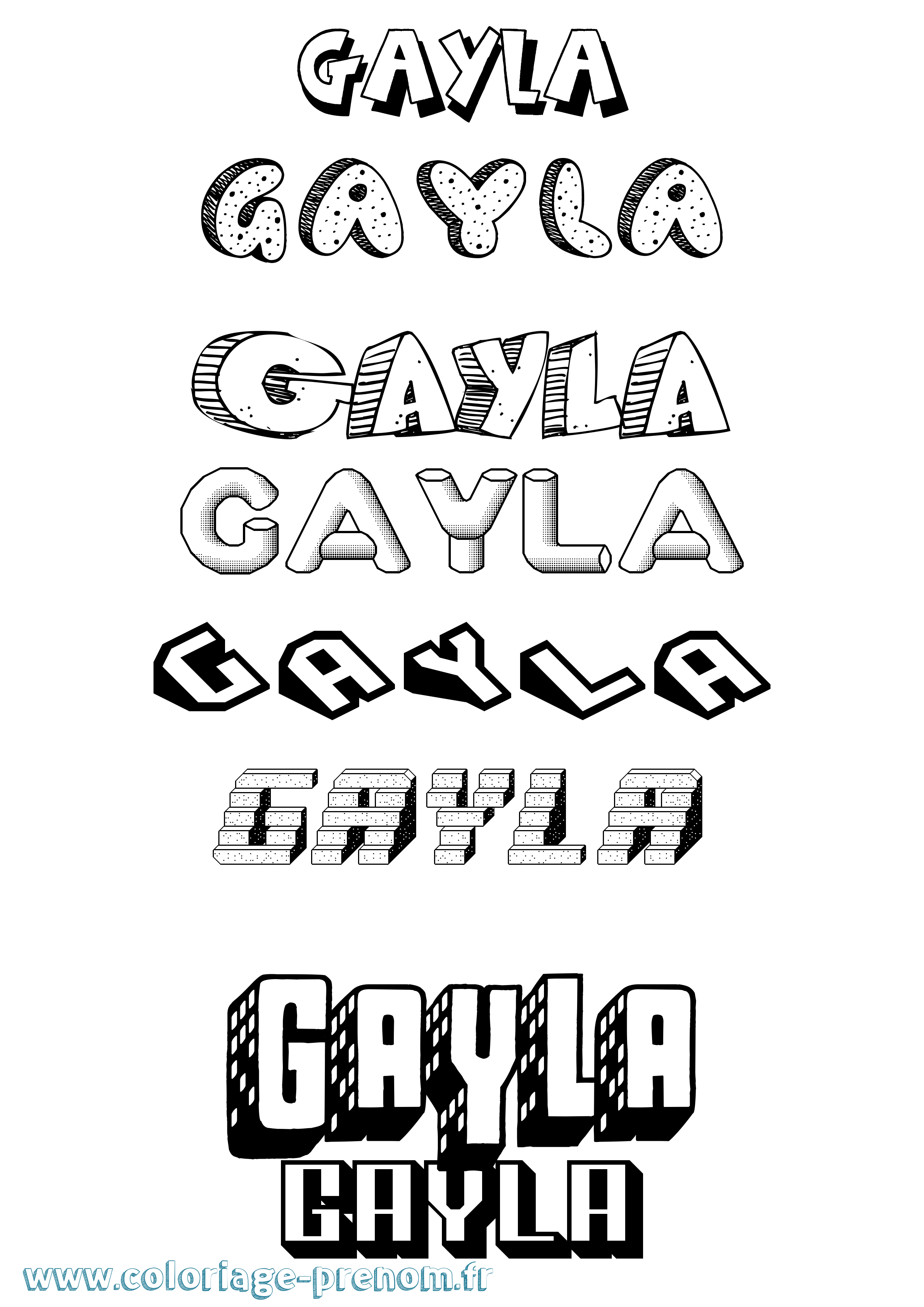 Coloriage Gayla Effet 3D Coloriage prénom Gayla Effet 3D