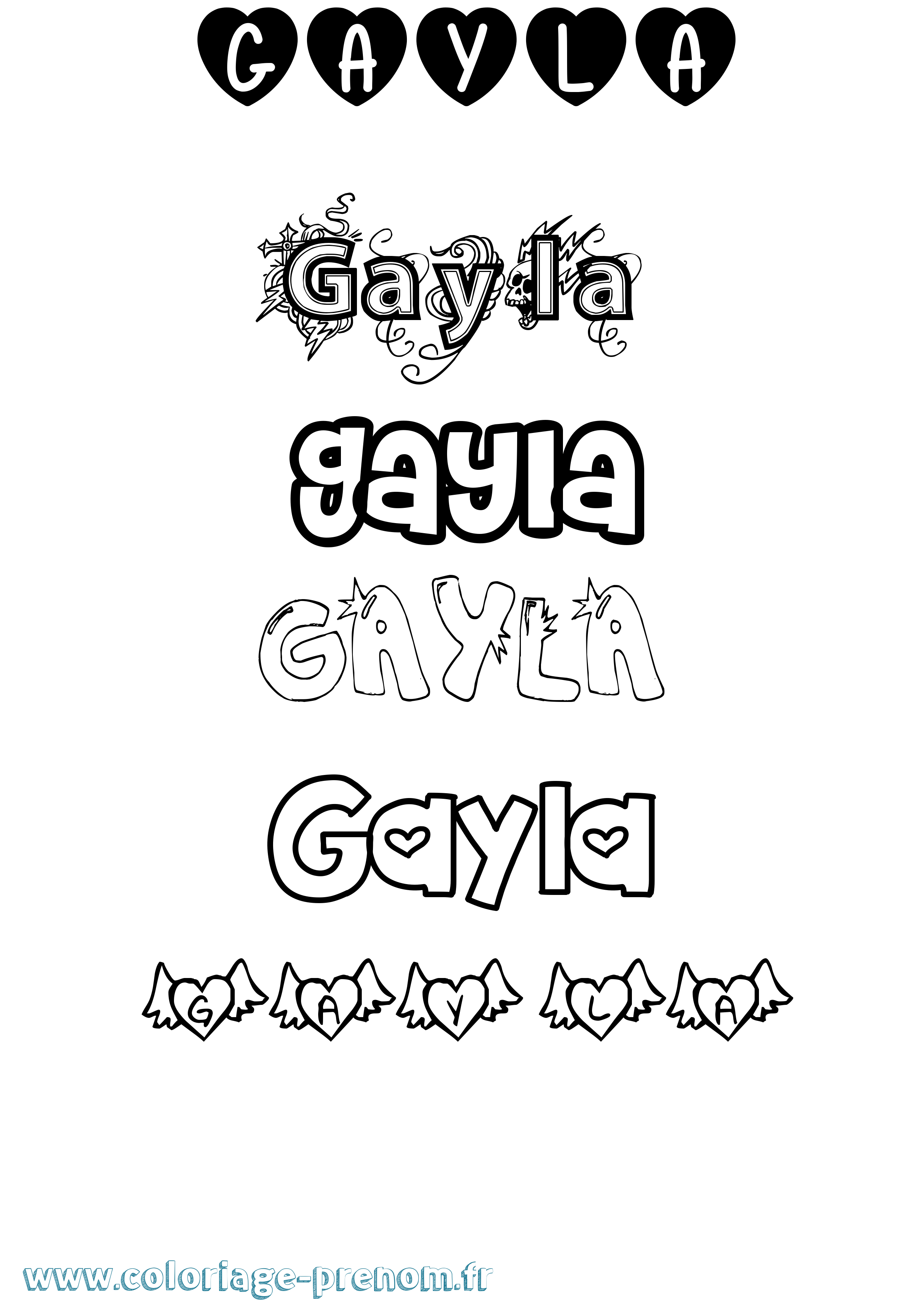 Coloriage Gayla Girly Coloriage prénom Gayla Girly
