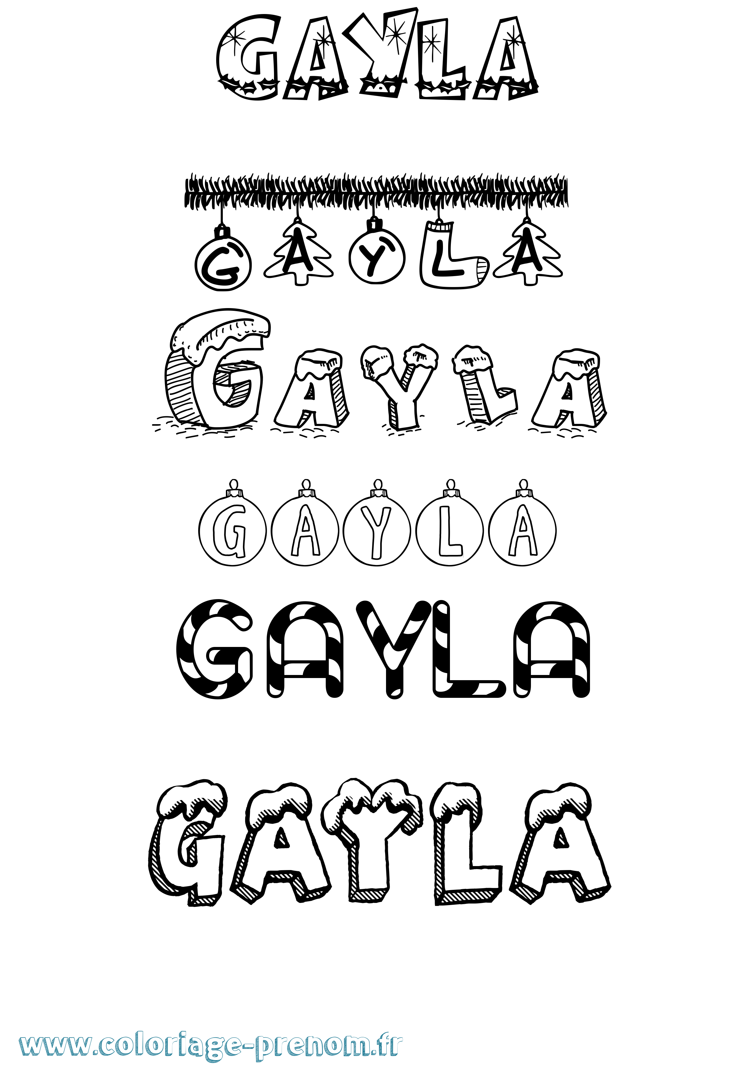 Coloriage Gayla Noël Coloriage prénom Gayla Noël