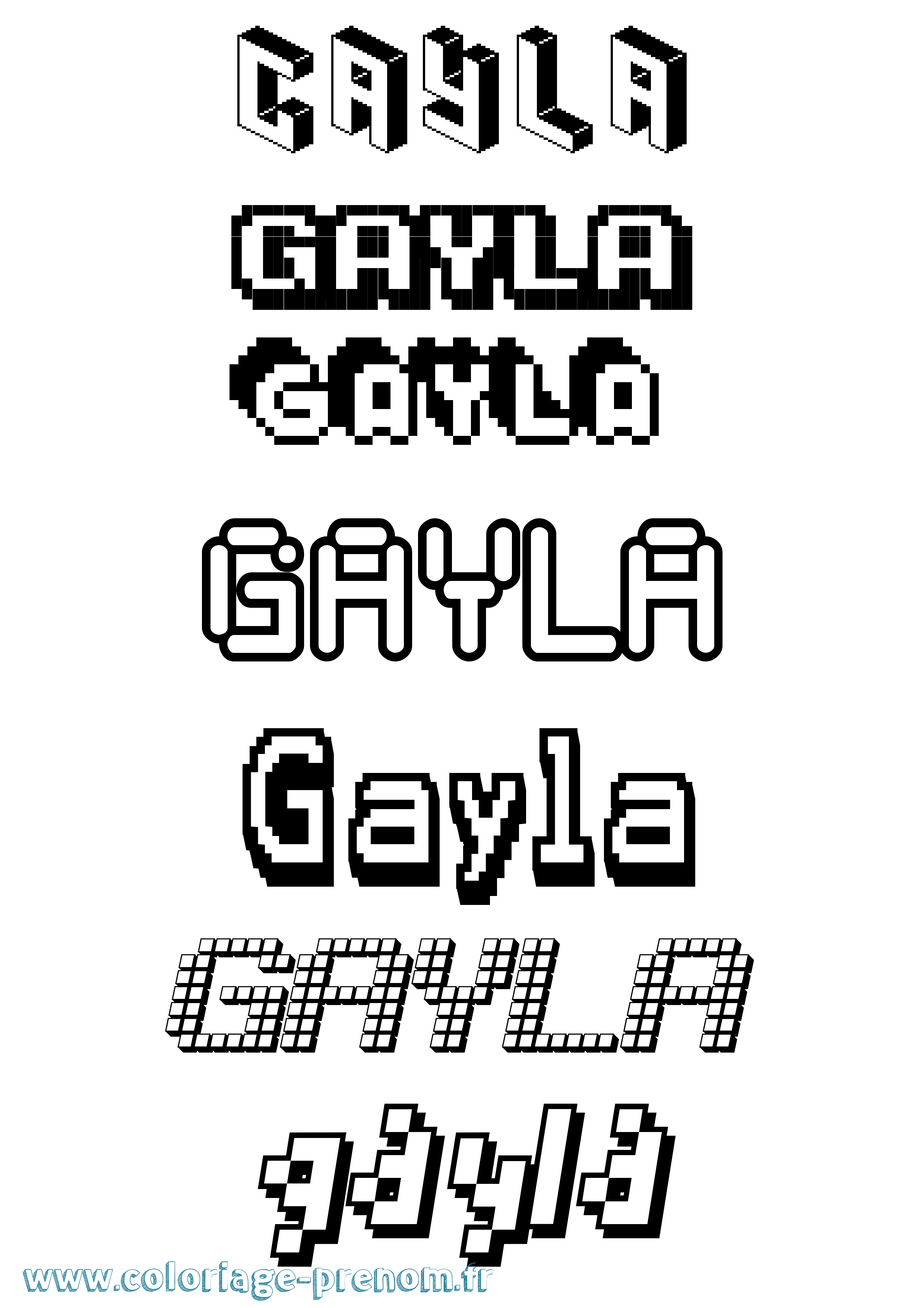 Coloriage Gayla Pixel Coloriage prénom Gayla Pixel