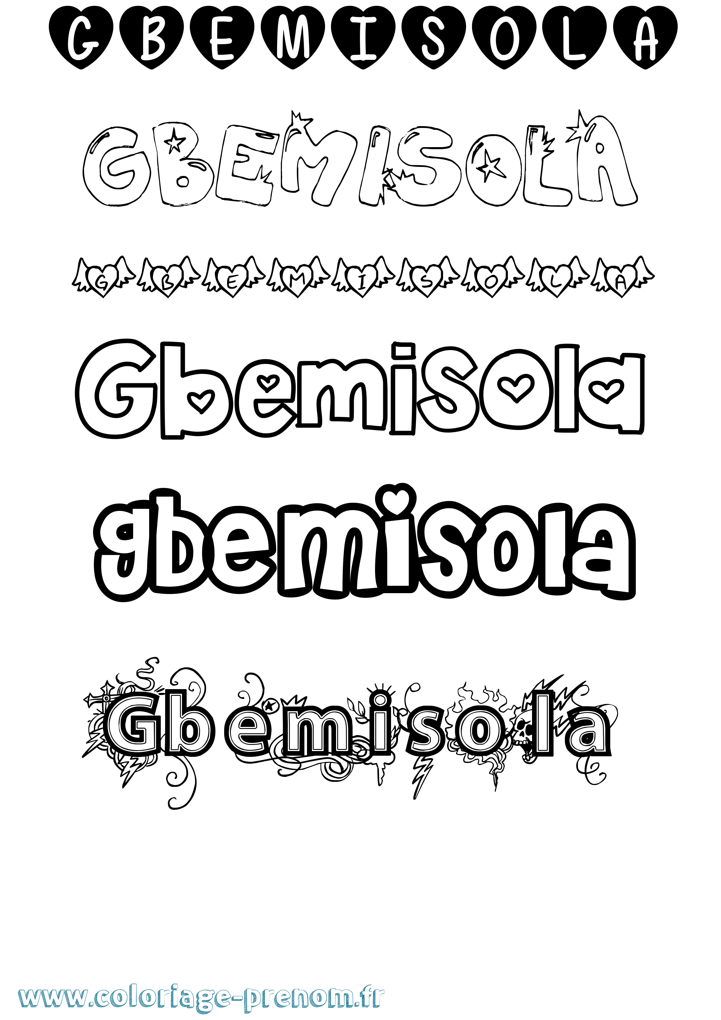 Coloriage Gbemisola Girly Coloriage prénom Gbemisola Girly