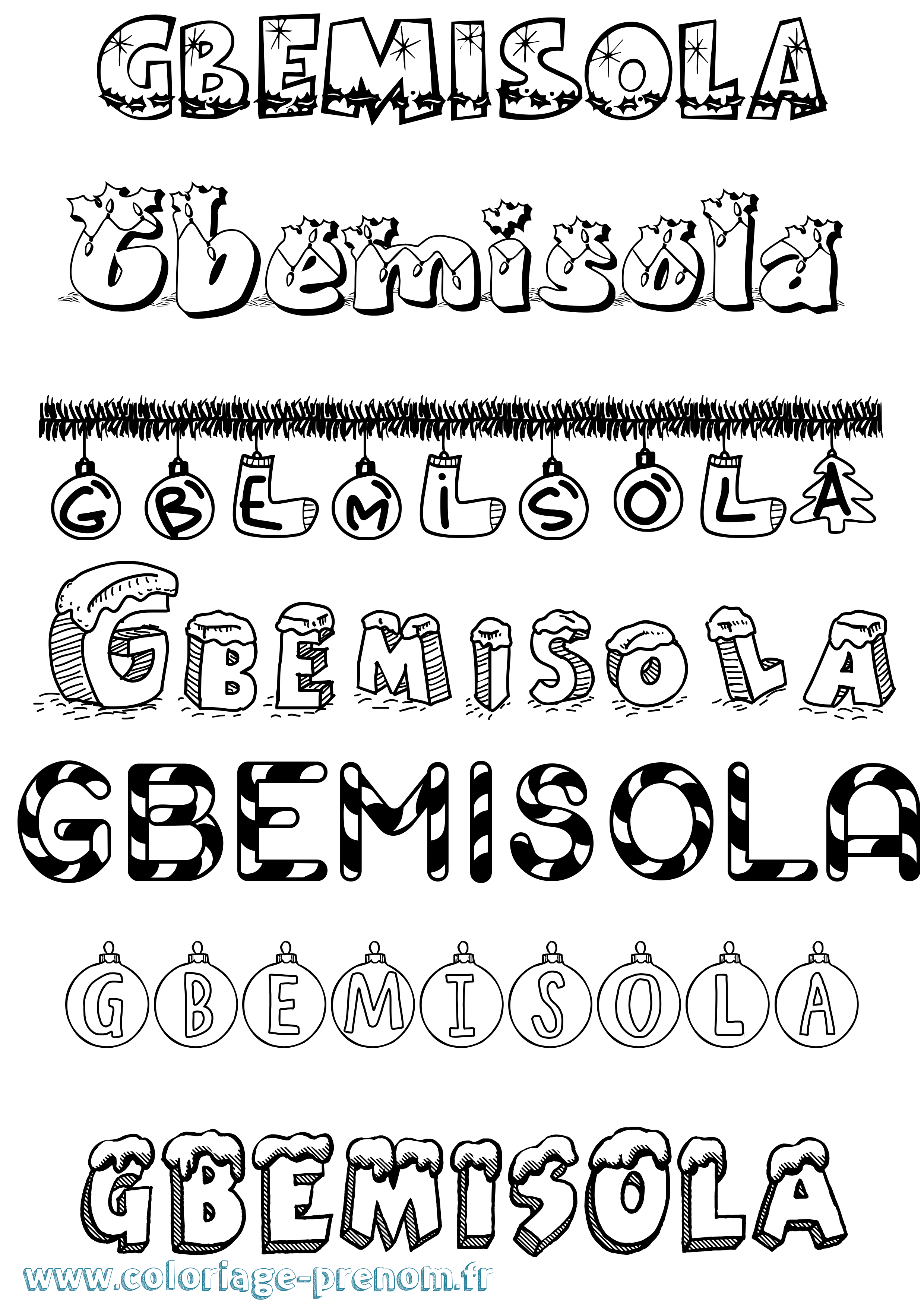Coloriage Gbemisola Noël Coloriage prénom Gbemisola Noël